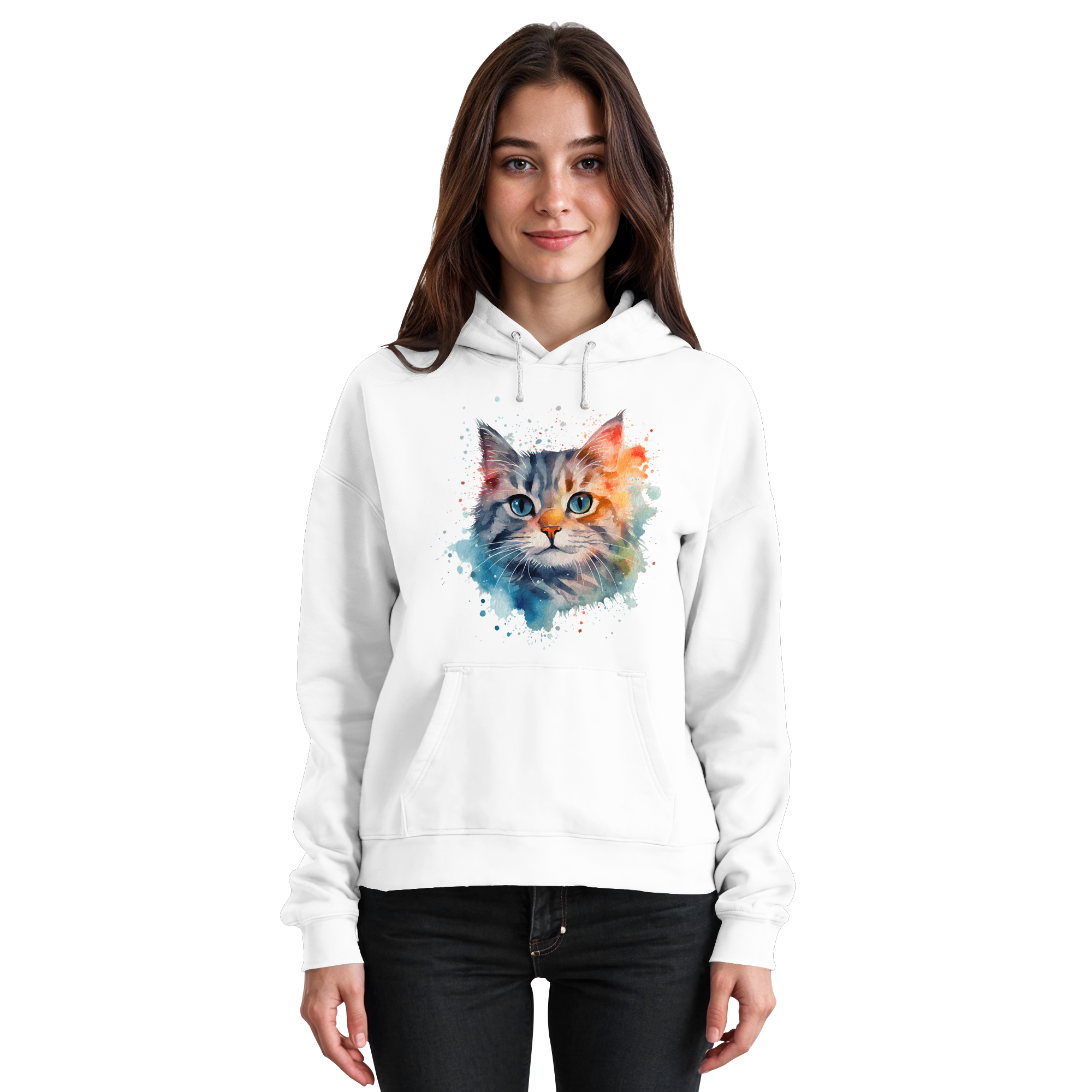 Getigerte Katze im Aquarellstil - Basic Unisex Hoodie