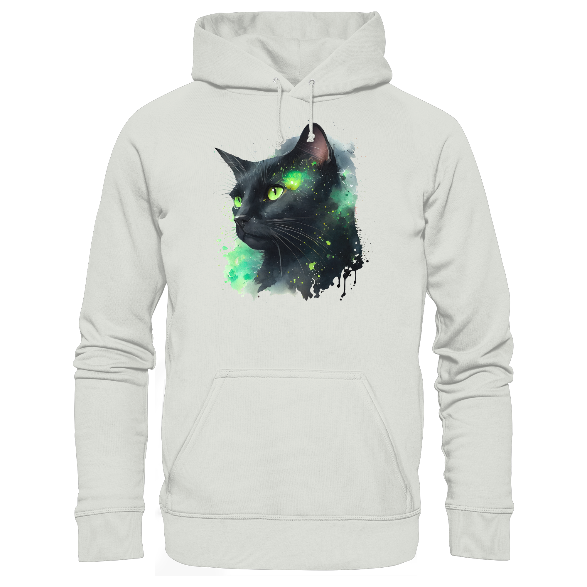 Schwarze Katze im Aquarellstil - Basic Unisex Hoodie