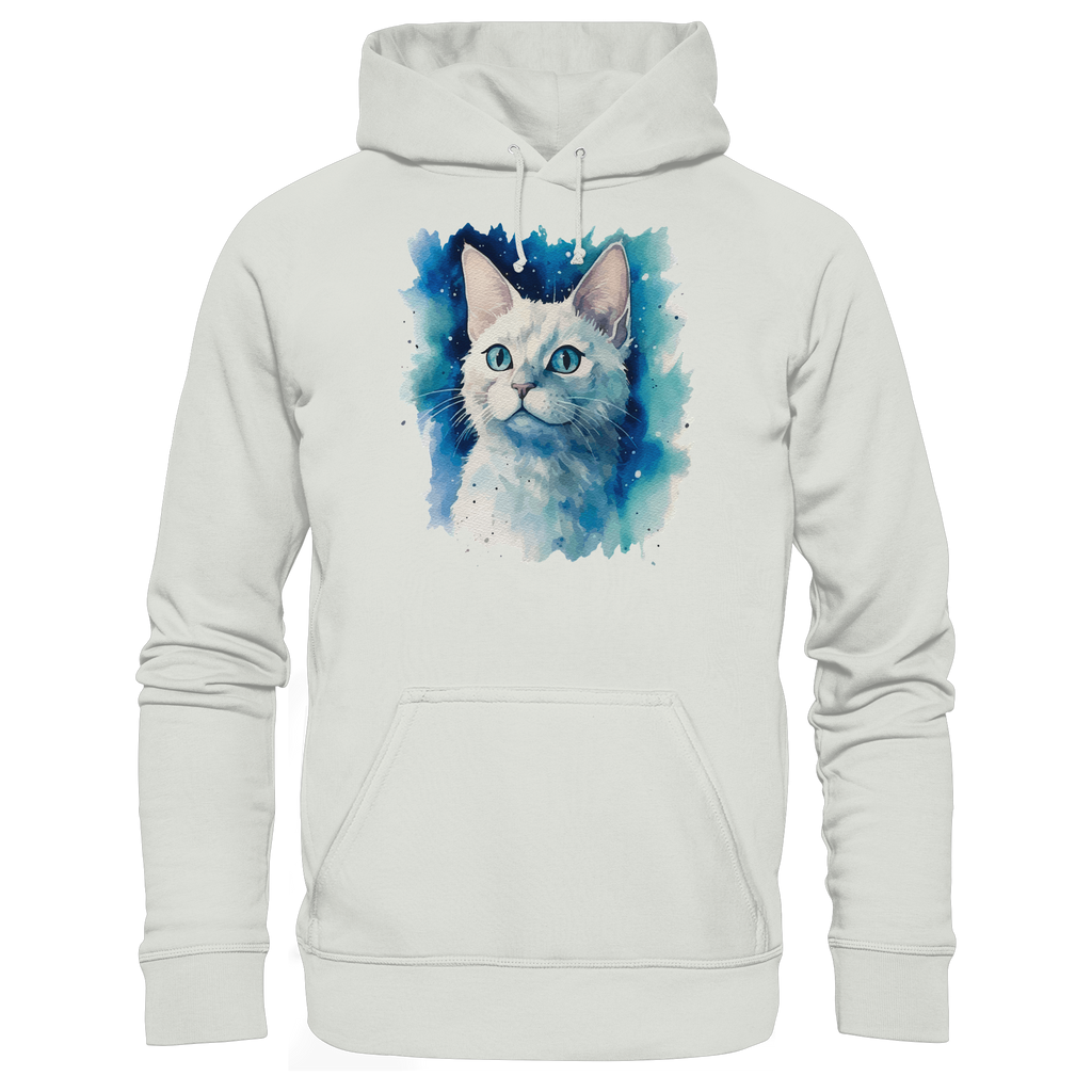 Weiße Katze im Aquarellstil - Basic Unisex Hoodie