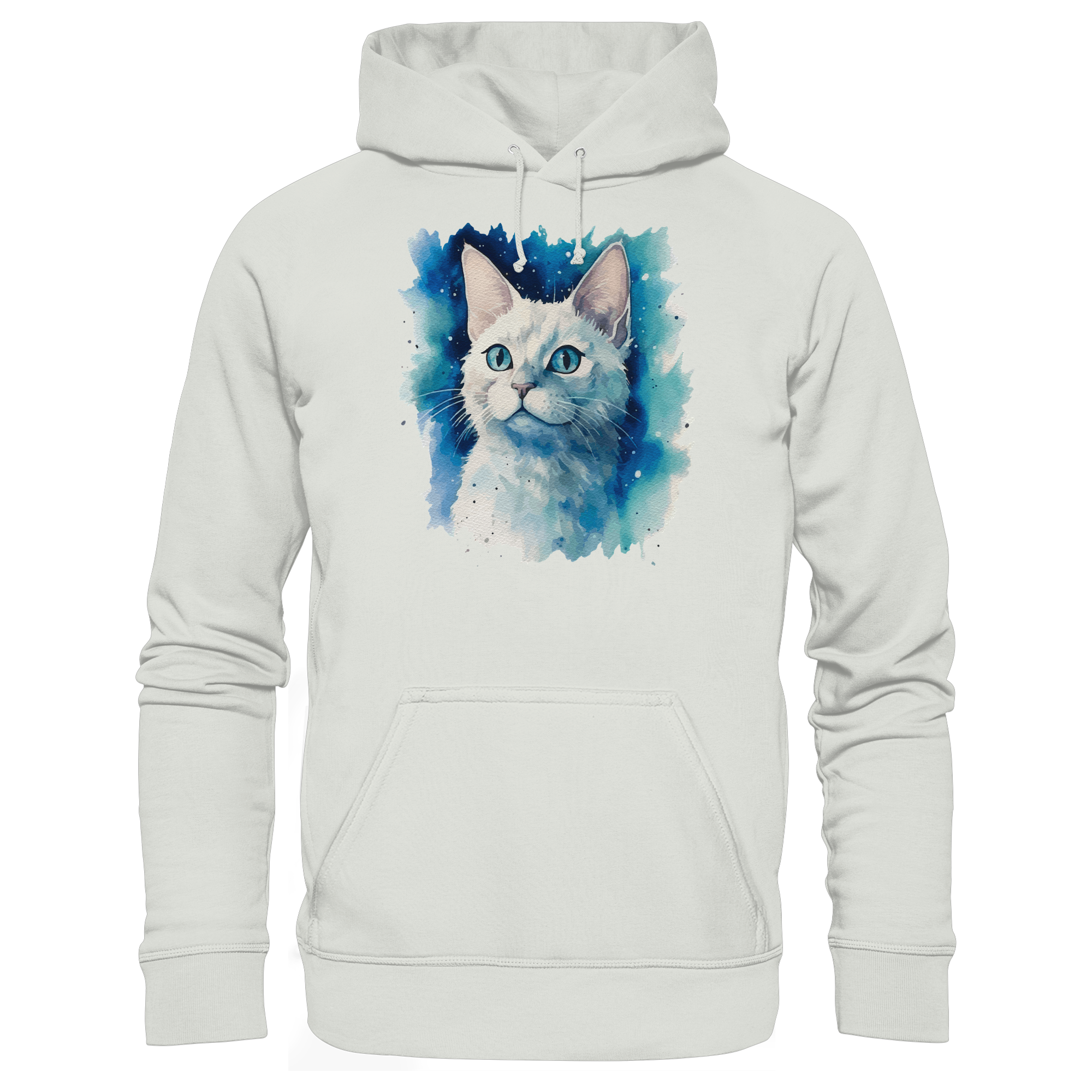 Weiße Katze im Aquarellstil - Basic Unisex Hoodie