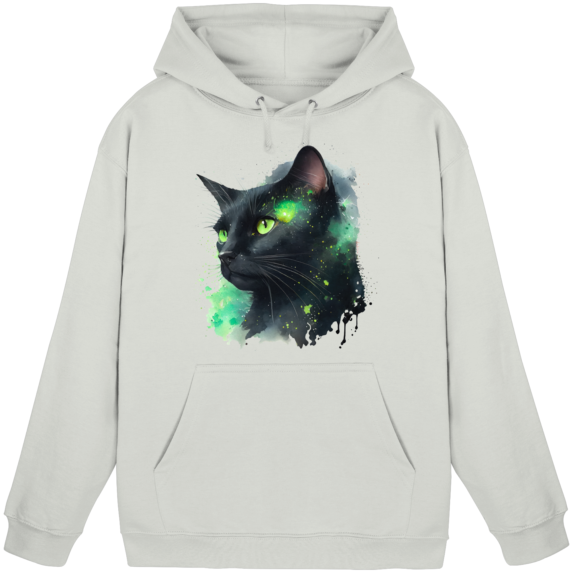 Schwarze Katze im Aquarellstil - Basic Unisex Hoodie