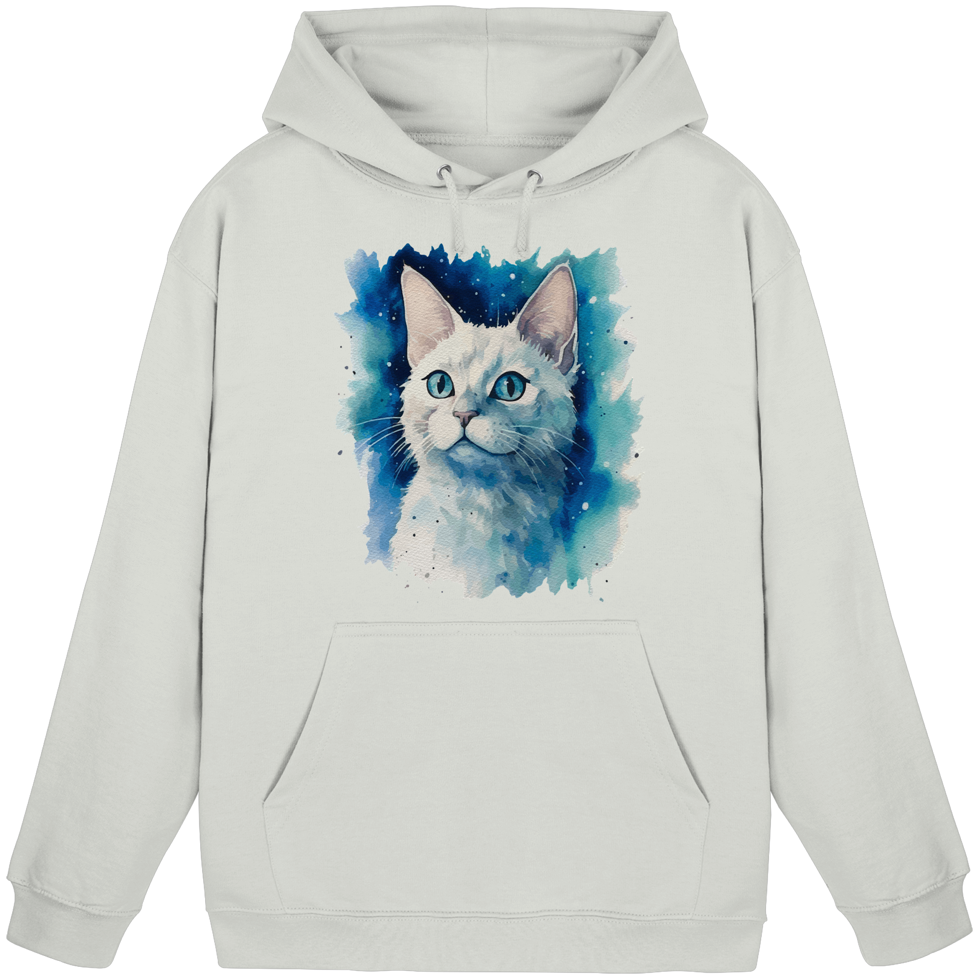 Weiße Katze im Aquarellstil - Basic Unisex Hoodie
