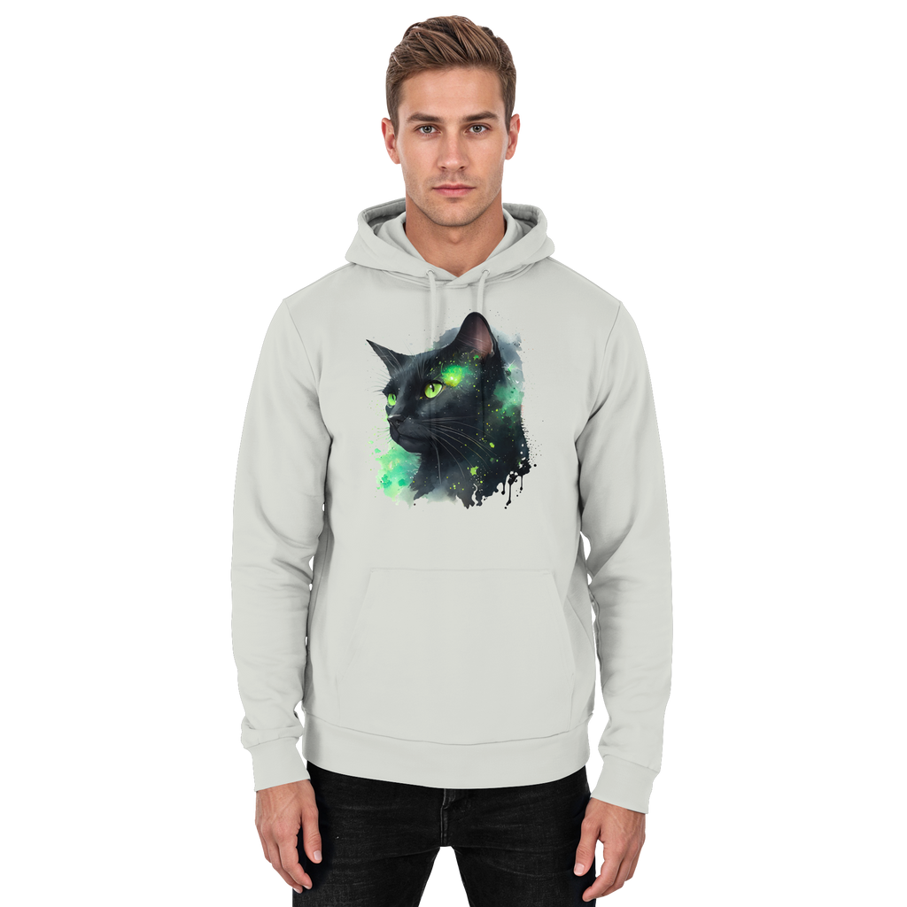 Schwarze Katze im Aquarellstil - Basic Unisex Hoodie