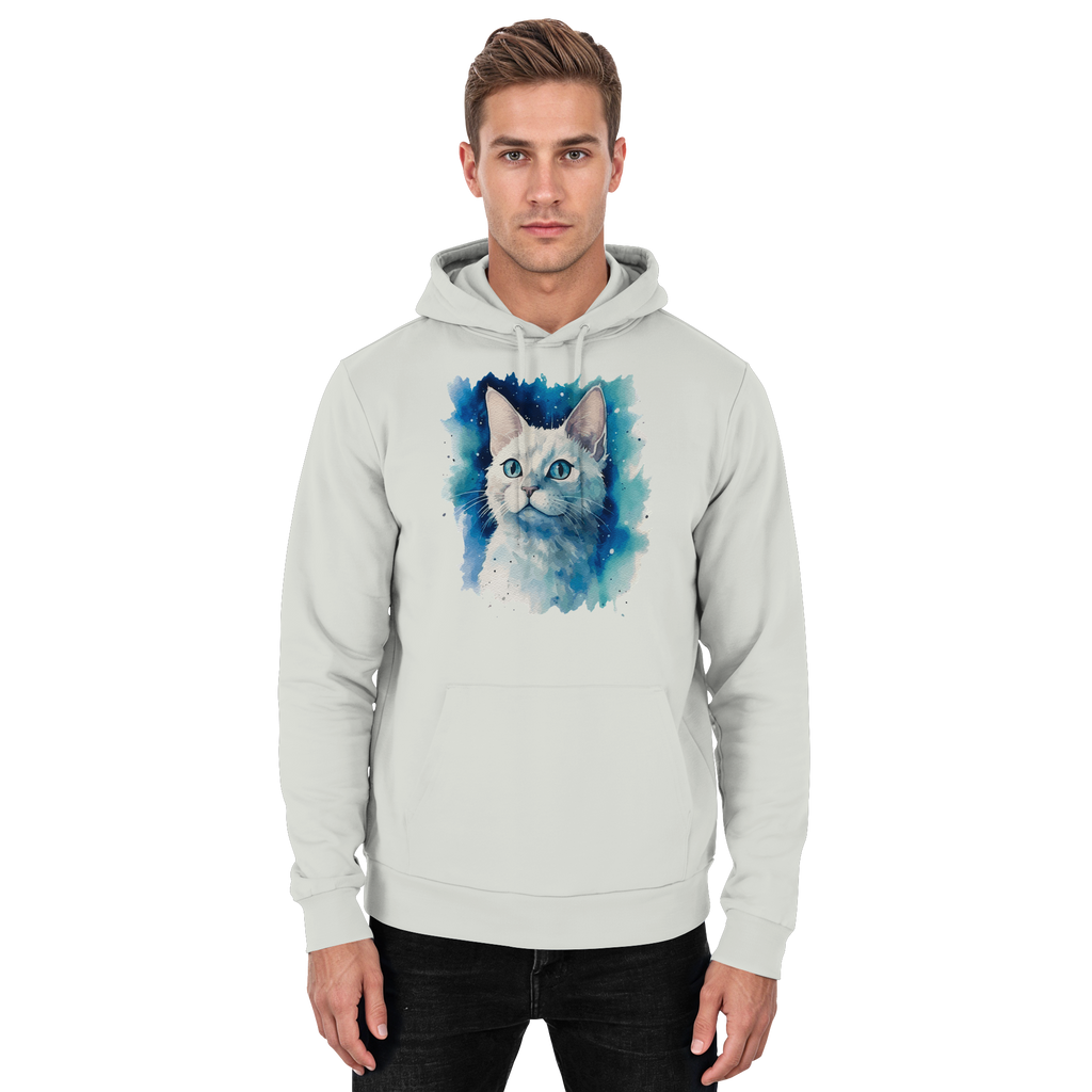 Weiße Katze im Aquarellstil - Basic Unisex Hoodie