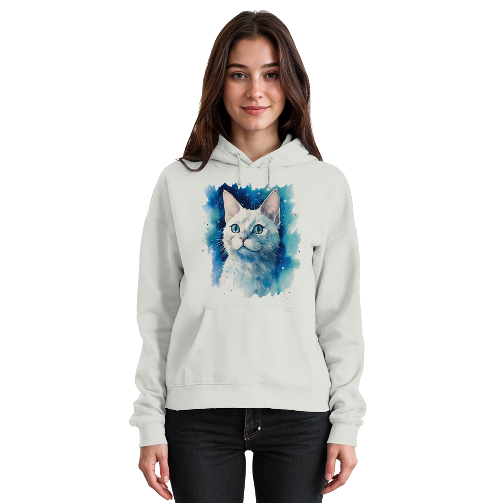 Weiße Katze im Aquarellstil - Basic Unisex Hoodie