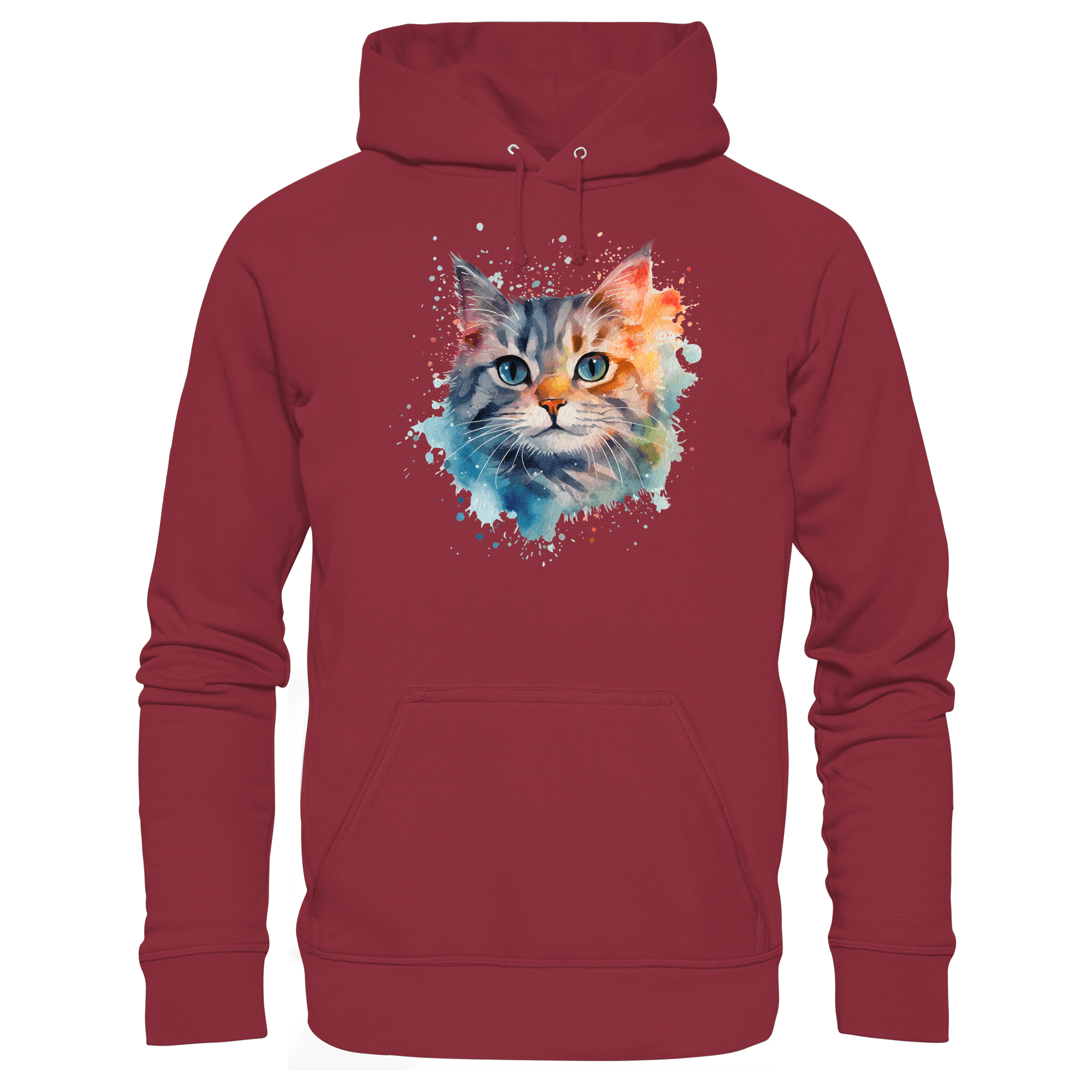 Getigerte Katze im Aquarellstil - Basic Unisex Hoodie