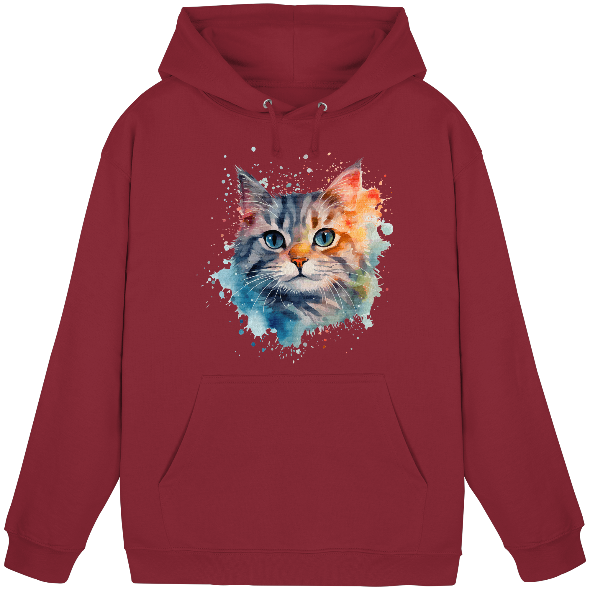 Getigerte Katze im Aquarellstil - Basic Unisex Hoodie