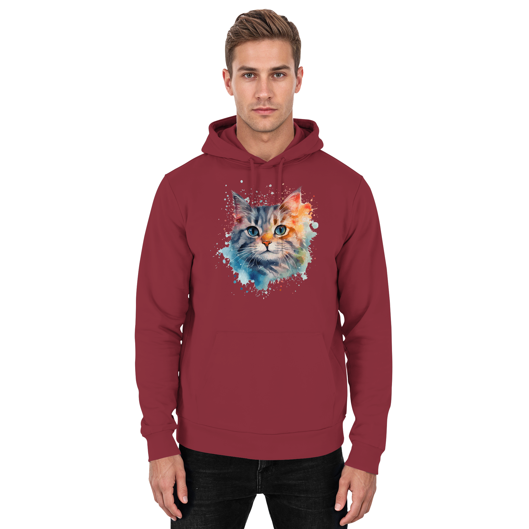 Getigerte Katze im Aquarellstil - Basic Unisex Hoodie