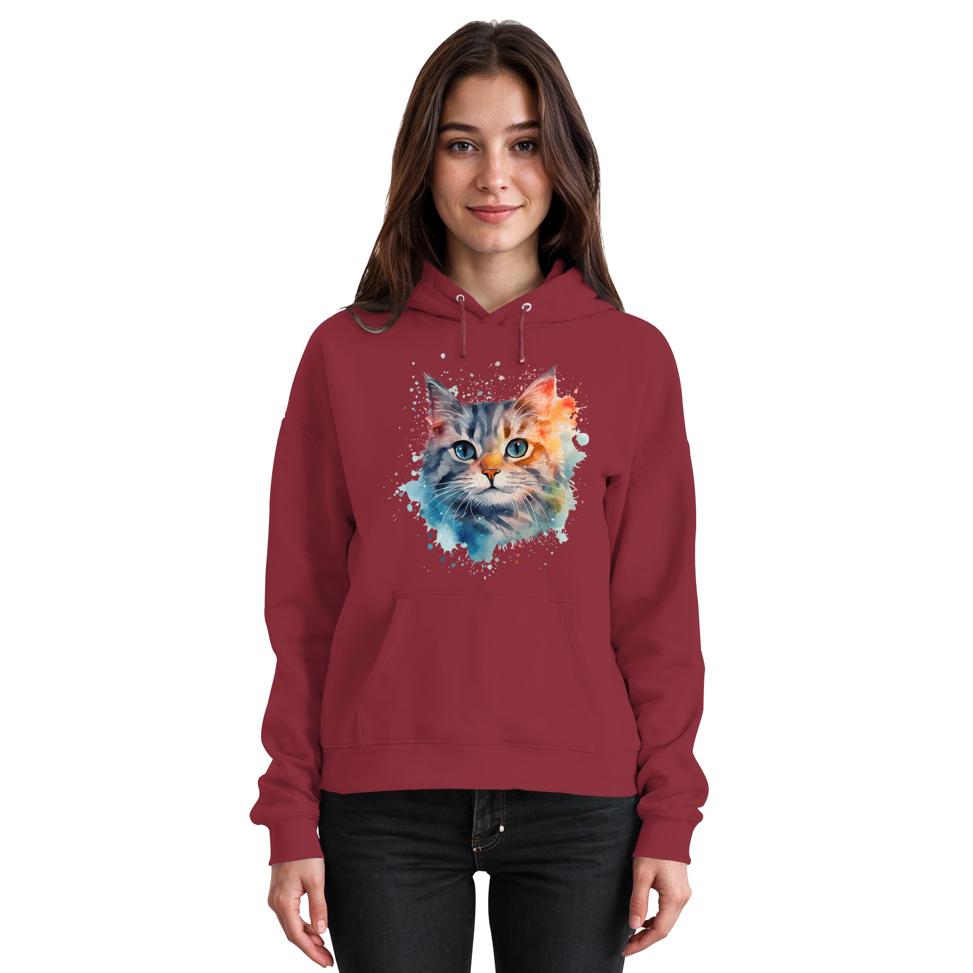 Getigerte Katze im Aquarellstil - Basic Unisex Hoodie