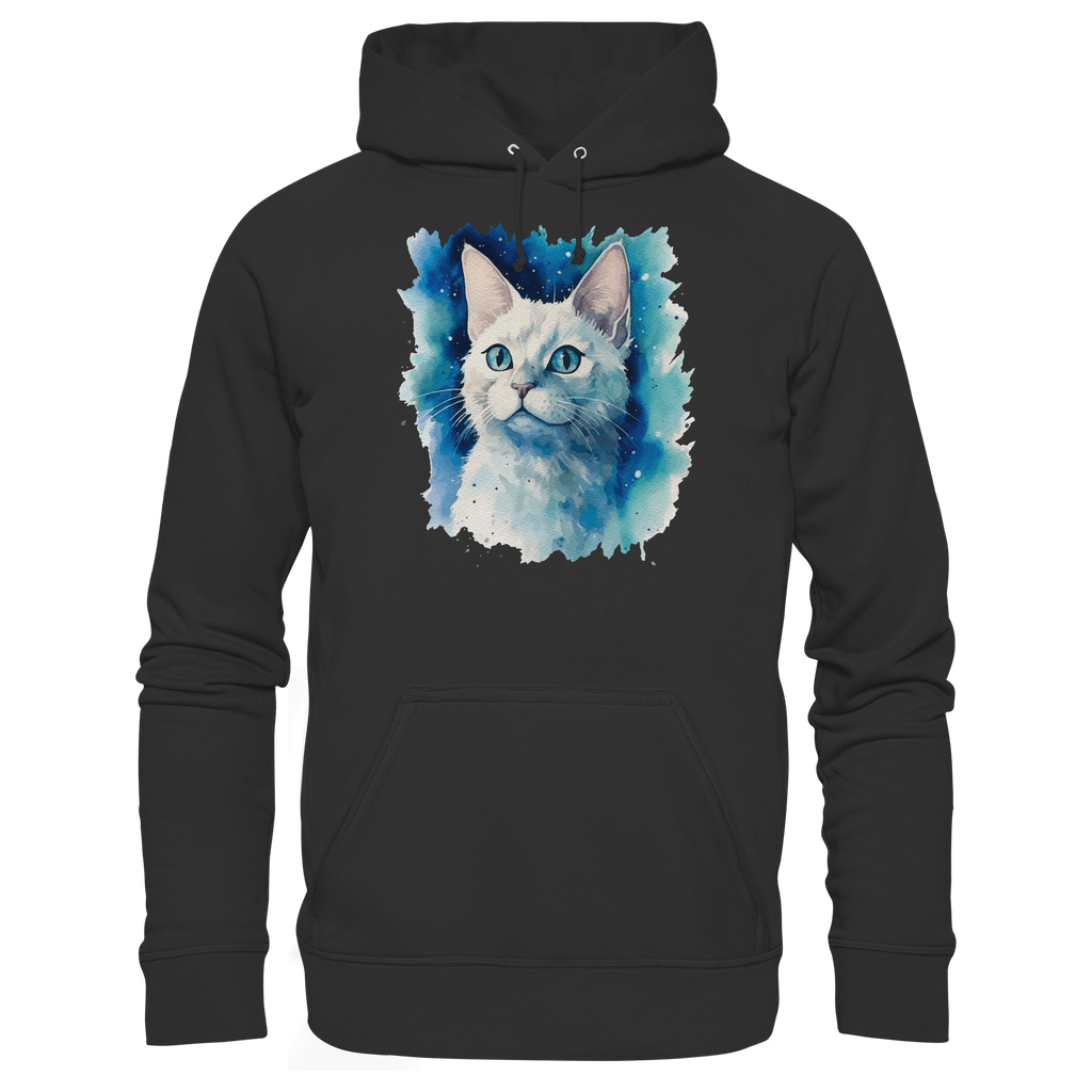 Weiße Katze im Aquarellstil - Basic Unisex Hoodie