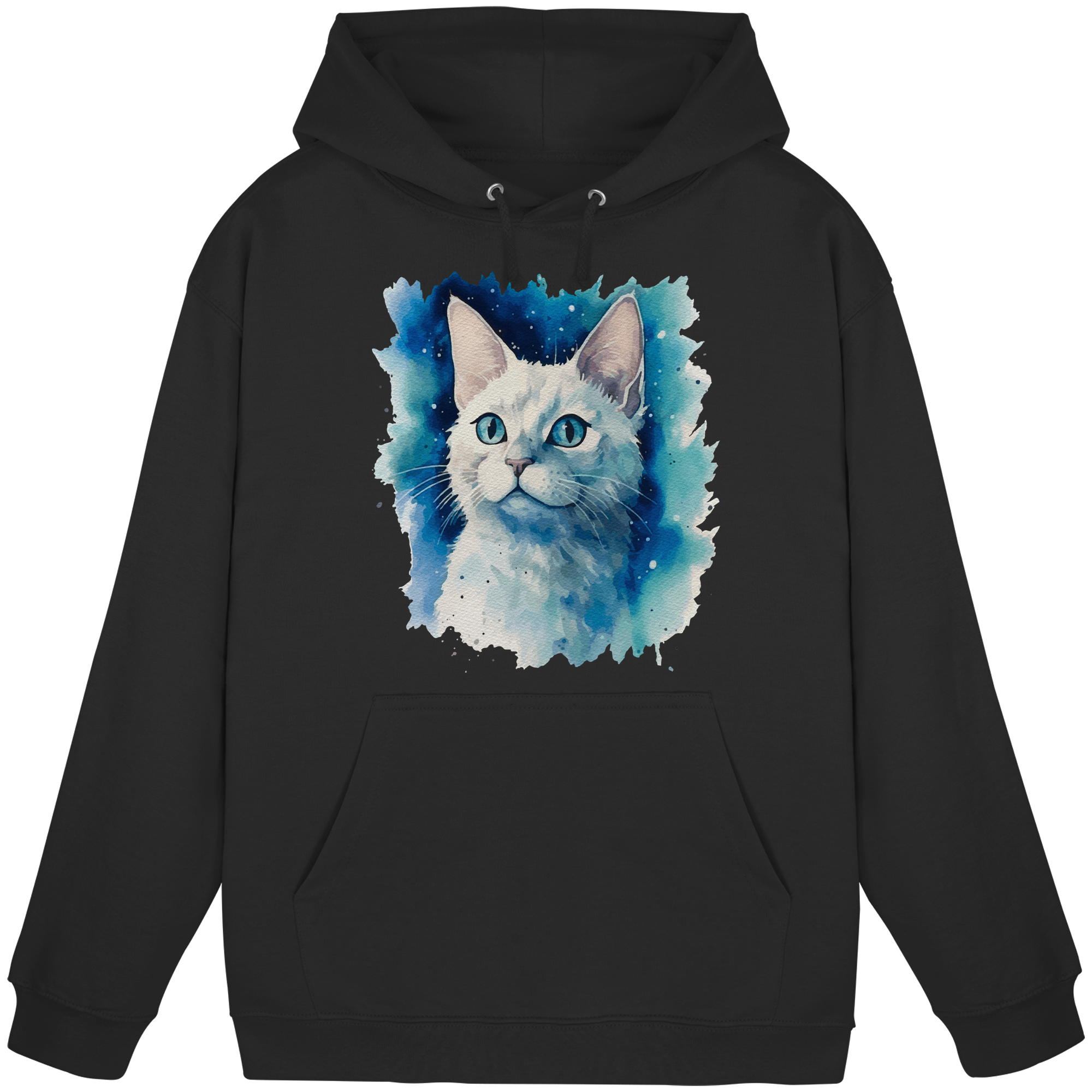Weiße Katze im Aquarellstil - Basic Unisex Hoodie