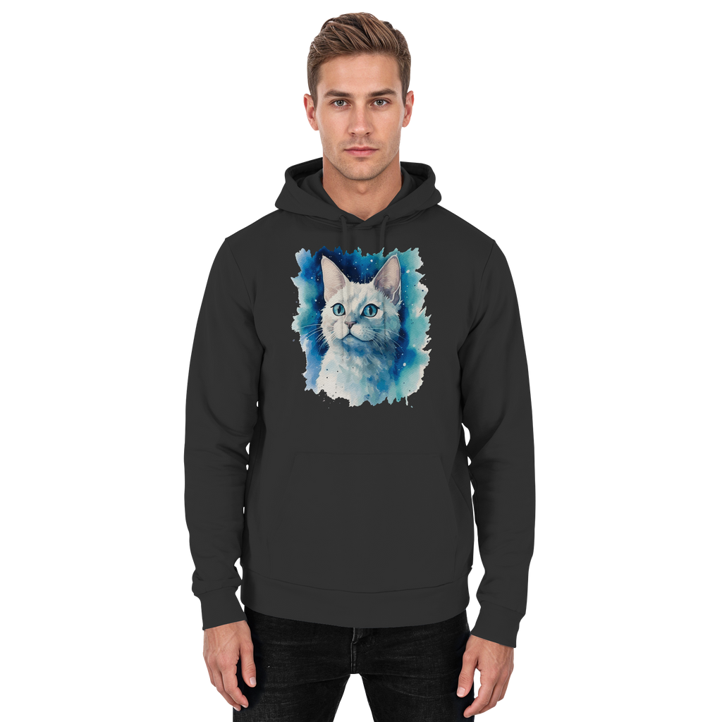 Weiße Katze im Aquarellstil - Basic Unisex Hoodie