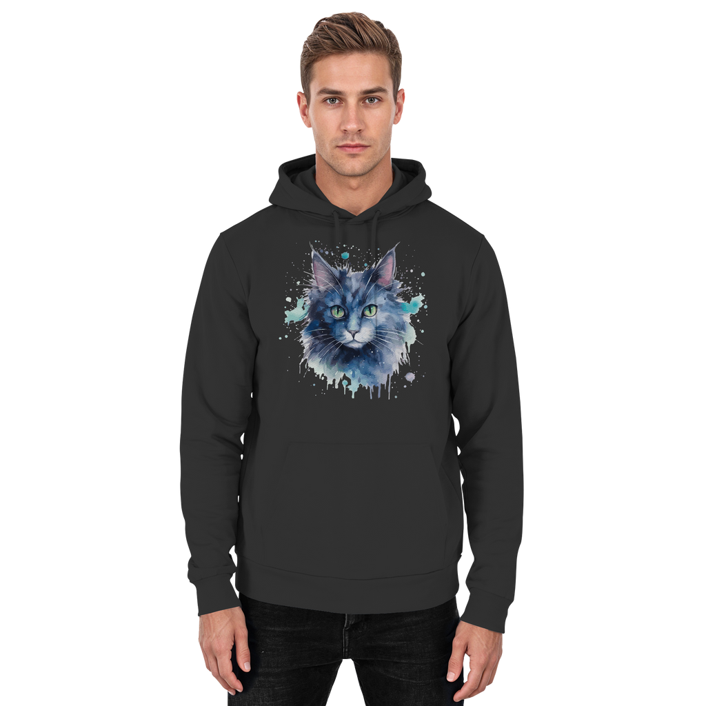 Graue Katze im Aquarellstil - Basic Unisex Hoodie