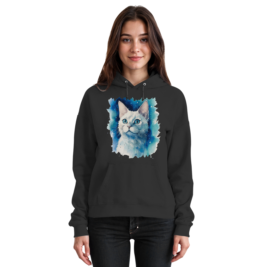 Weiße Katze im Aquarellstil - Basic Unisex Hoodie