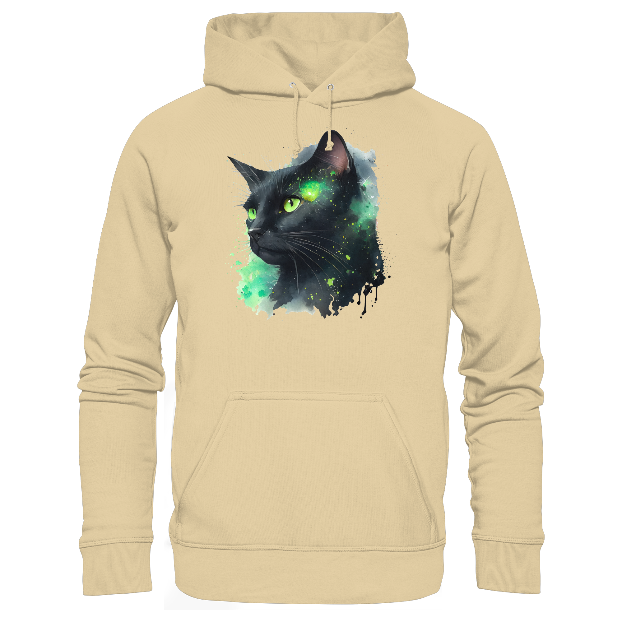 Schwarze Katze im Aquarellstil - Basic Unisex Hoodie