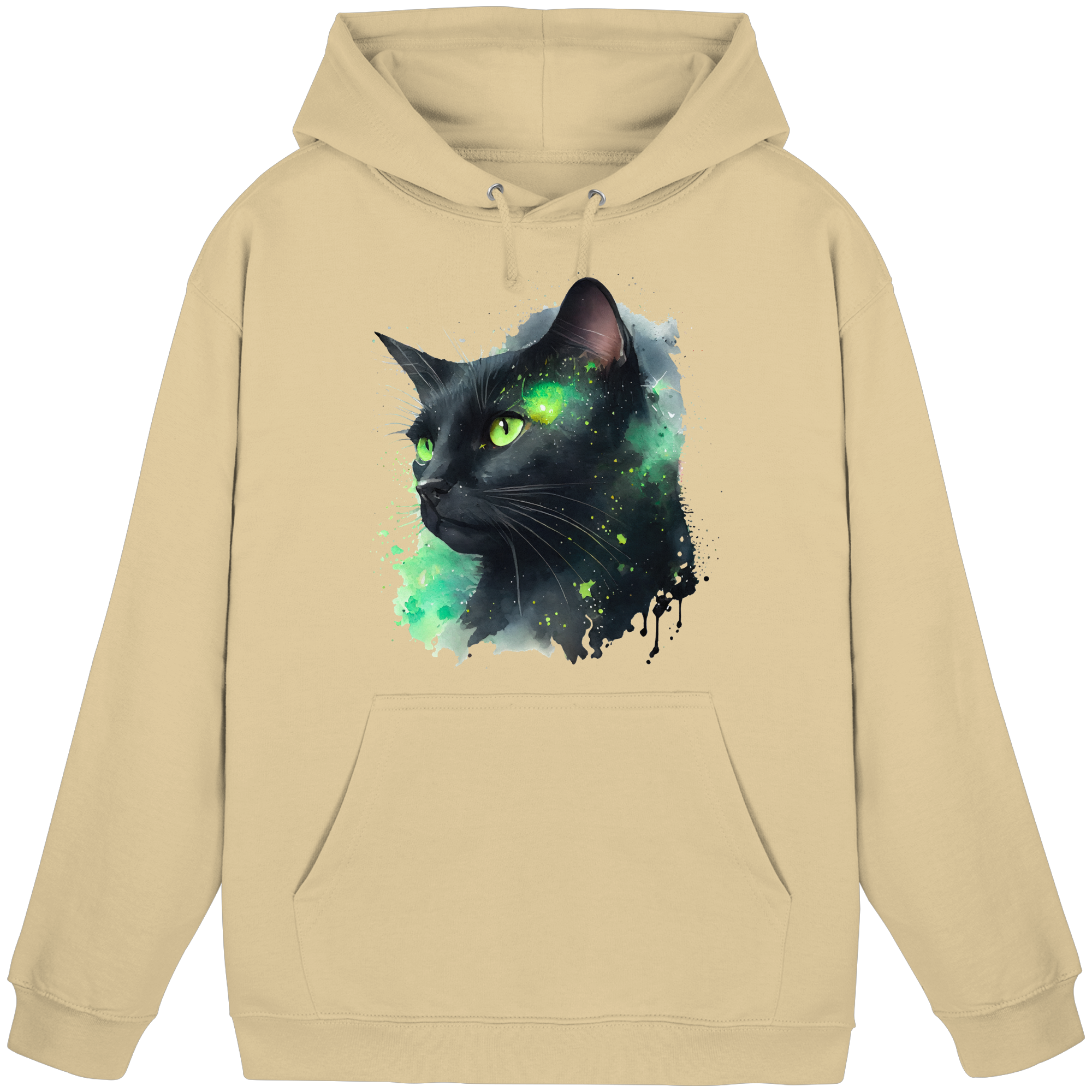 Schwarze Katze im Aquarellstil - Basic Unisex Hoodie