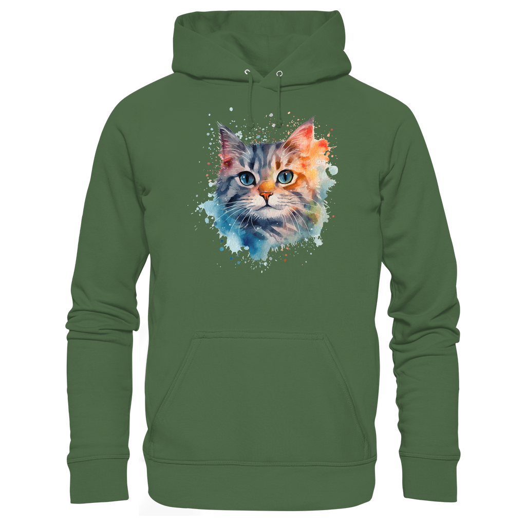 Getigerte Katze im Aquarellstil - Basic Unisex Hoodie