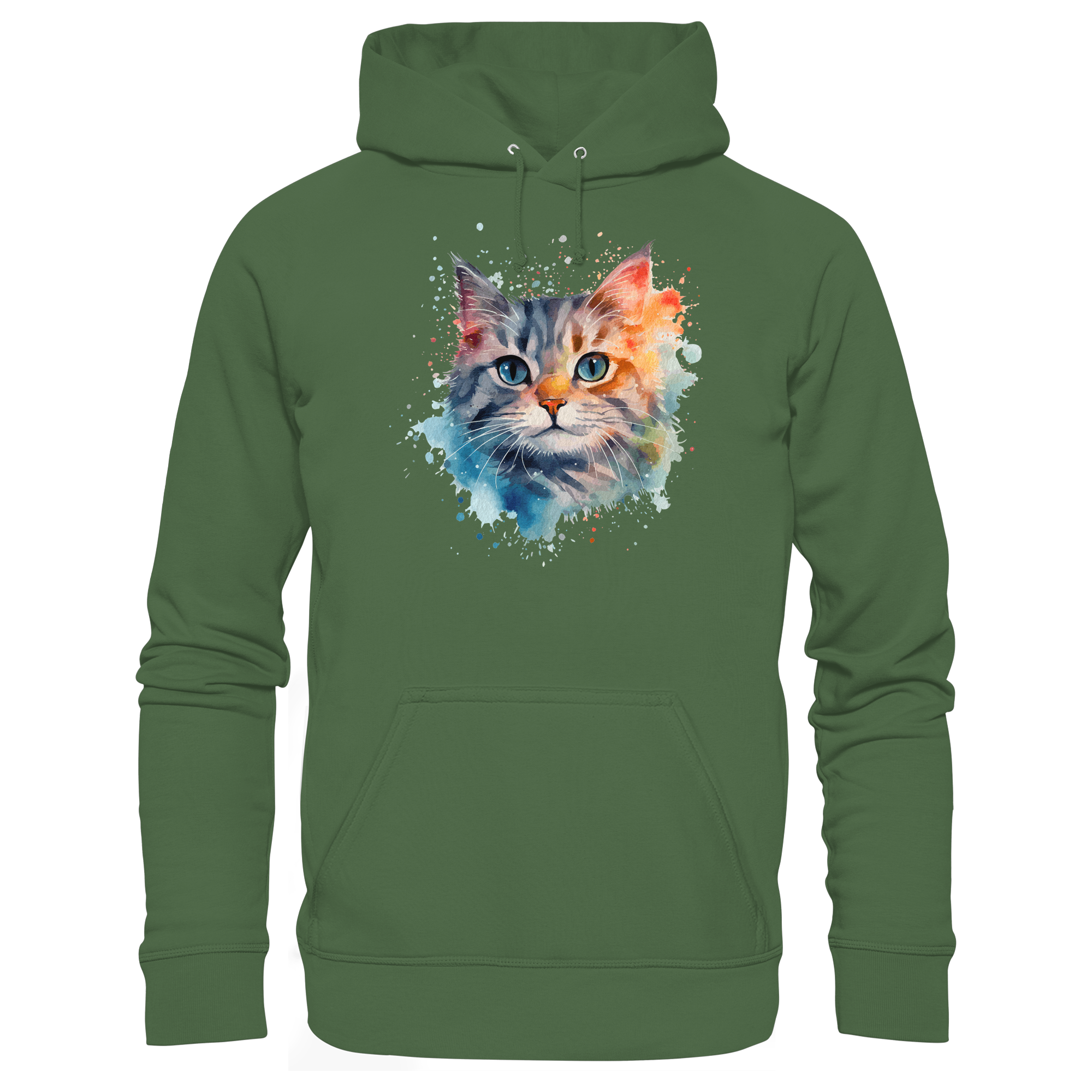 Getigerte Katze im Aquarellstil - Basic Unisex Hoodie