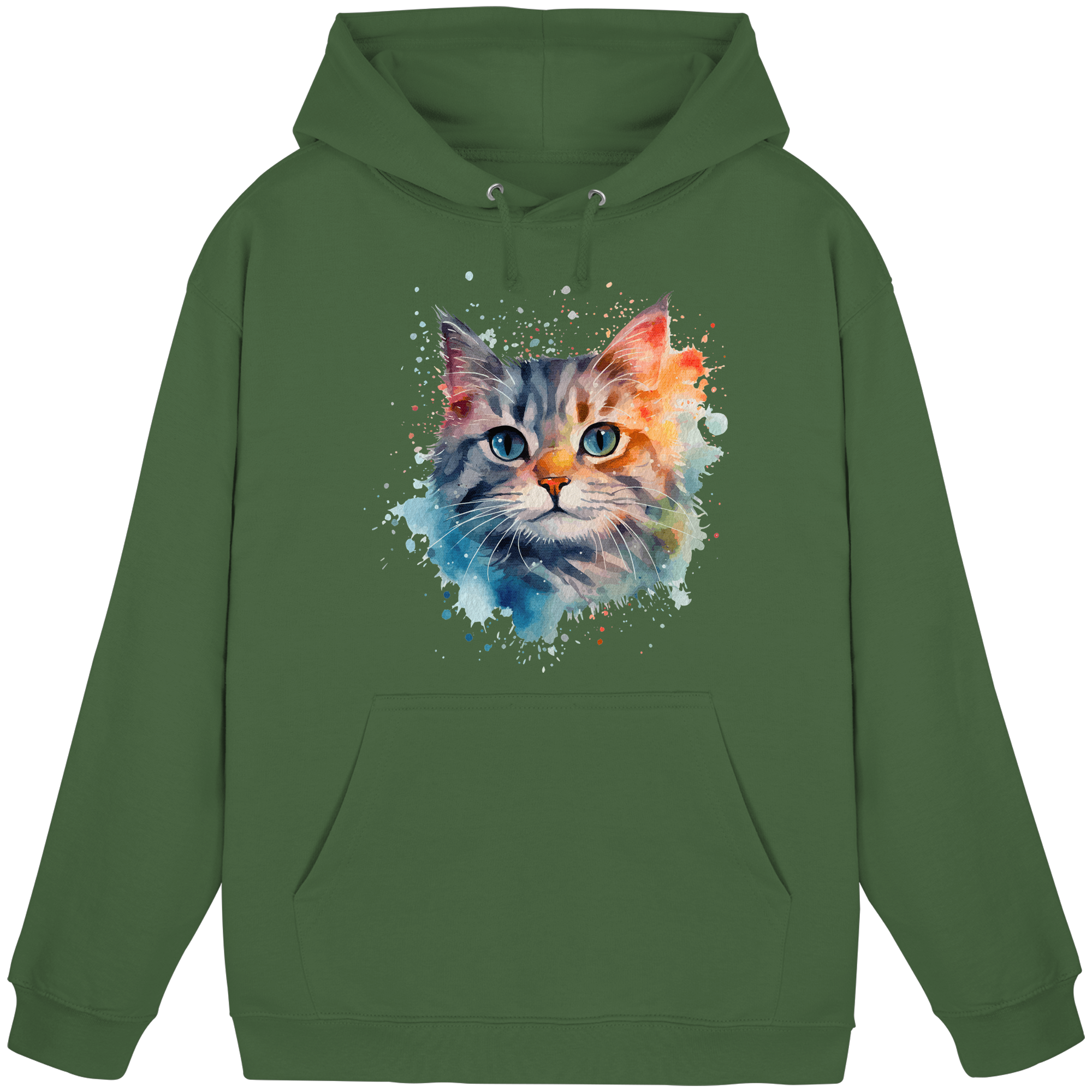 Getigerte Katze im Aquarellstil - Basic Unisex Hoodie