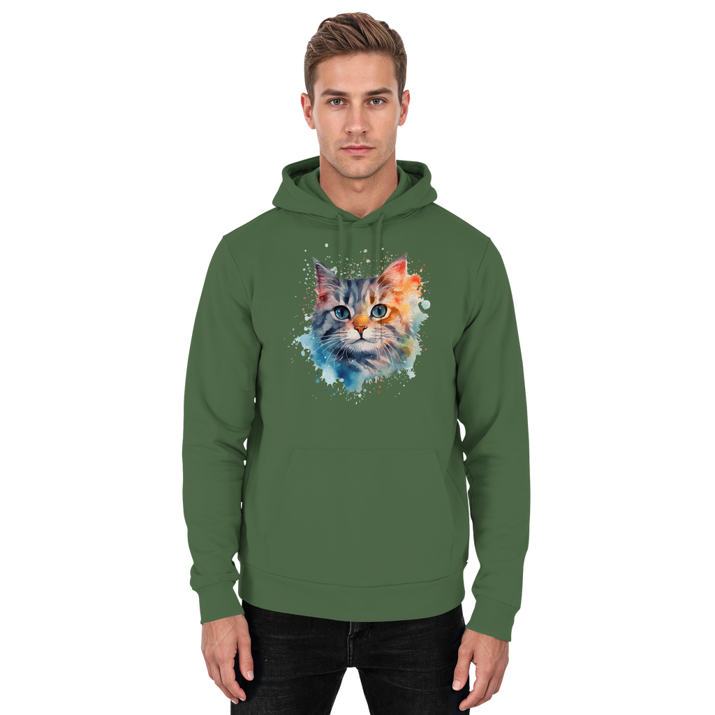 Getigerte Katze im Aquarellstil - Basic Unisex Hoodie