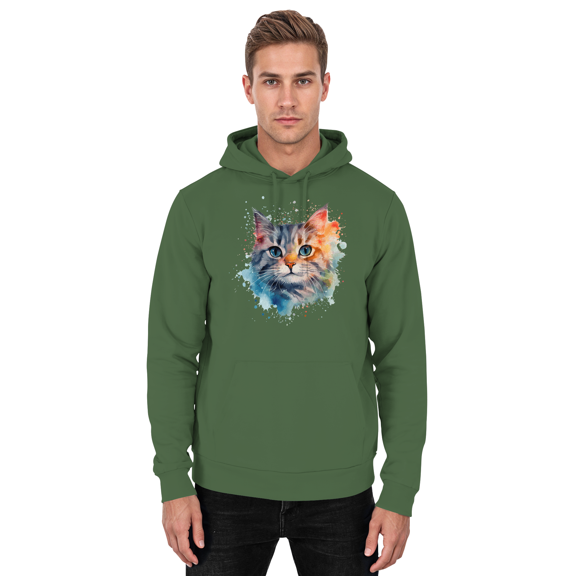 Getigerte Katze im Aquarellstil - Basic Unisex Hoodie