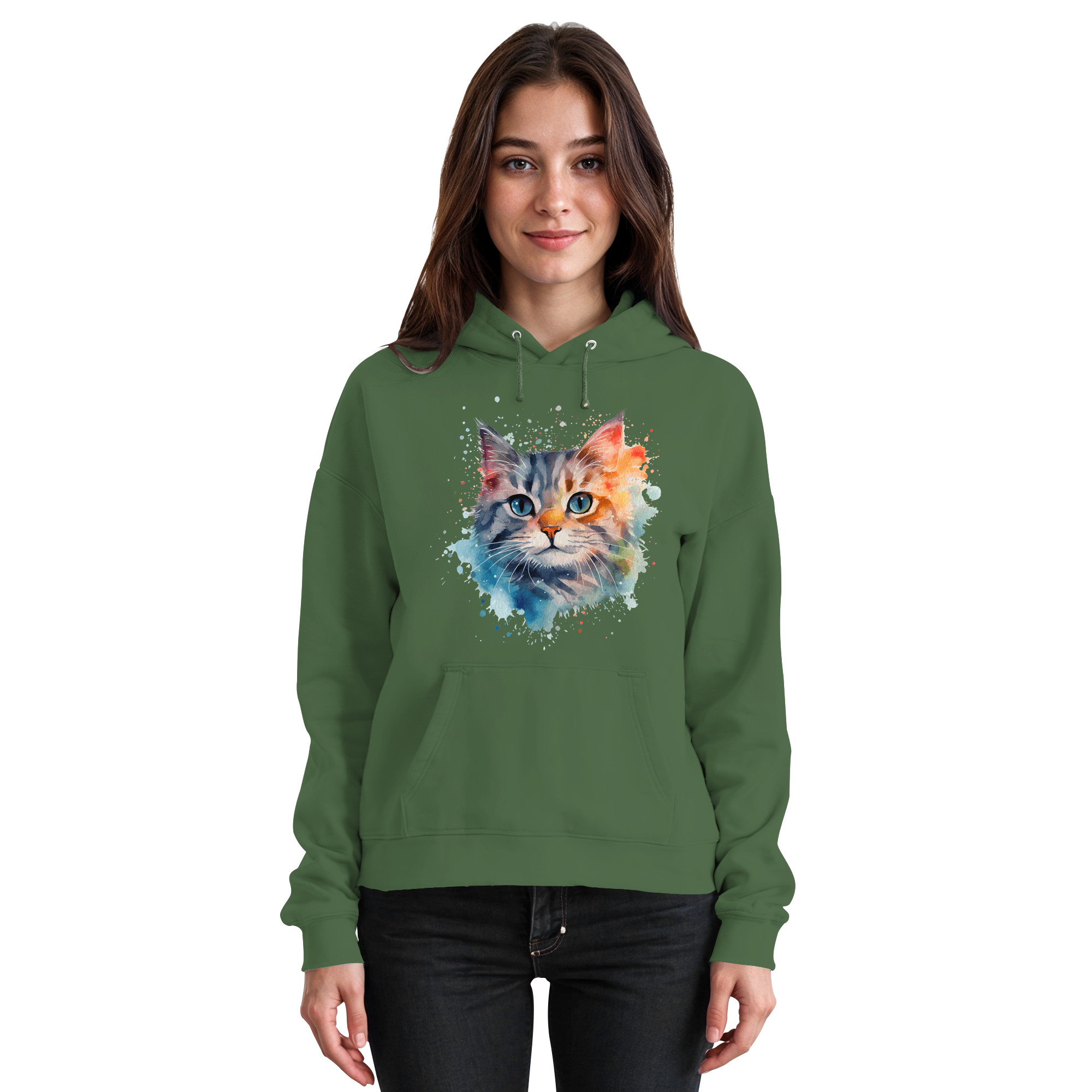 Getigerte Katze im Aquarellstil - Basic Unisex Hoodie
