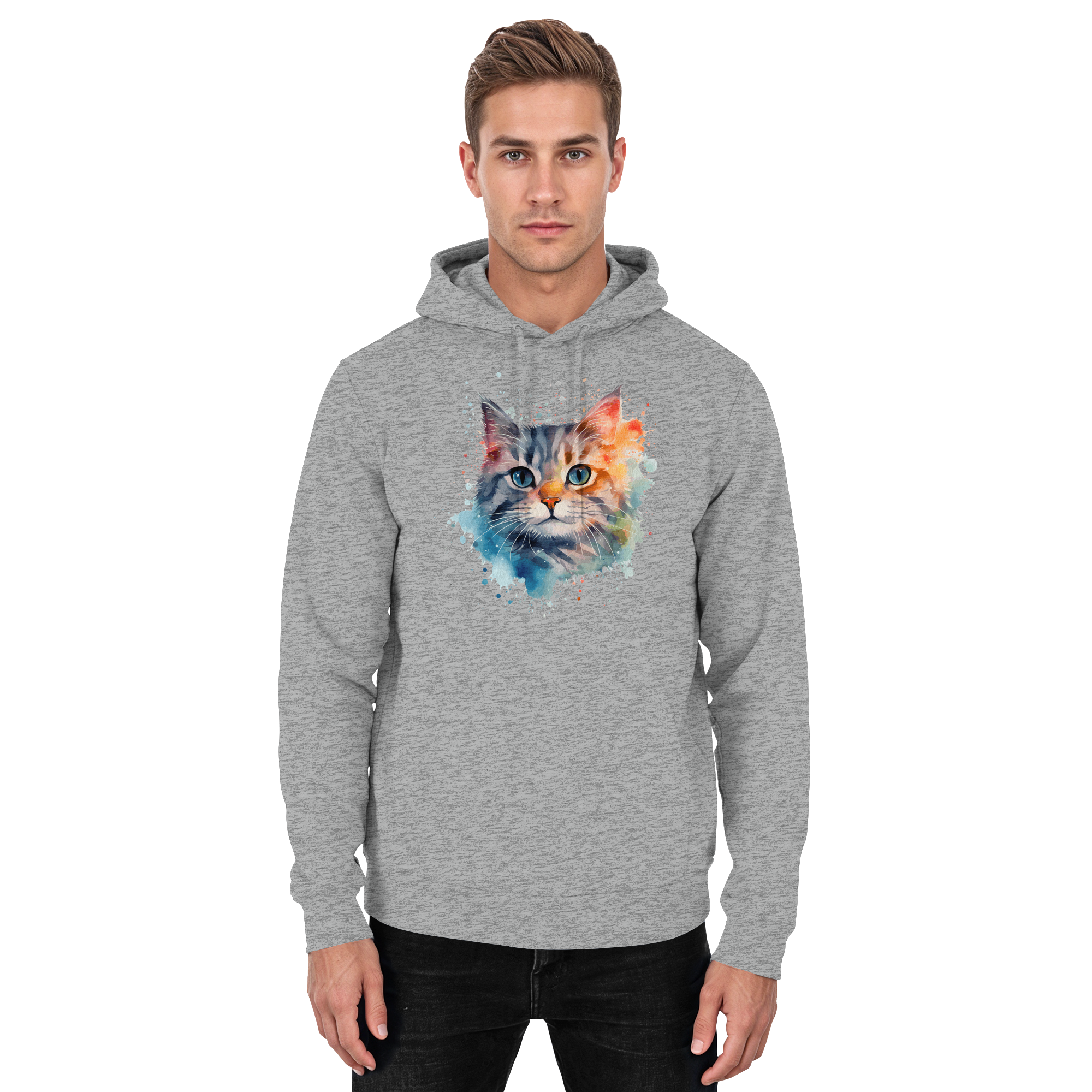 Getigerte Katze im Aquarellstil - Basic Unisex Hoodie