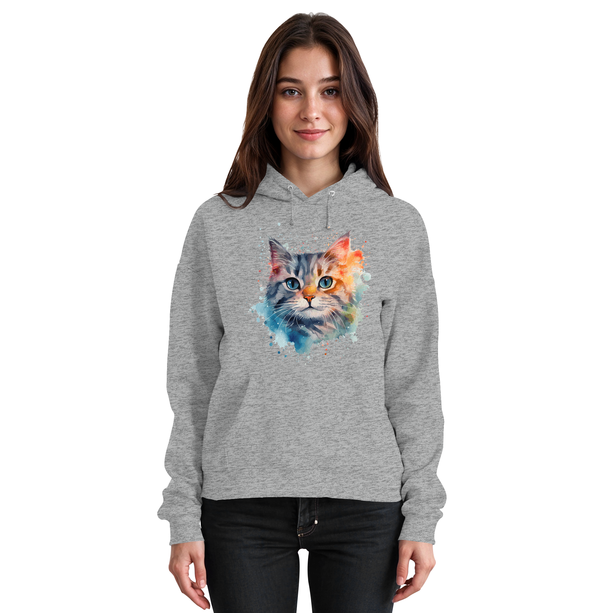 Getigerte Katze im Aquarellstil - Basic Unisex Hoodie