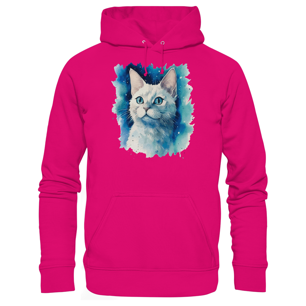 Weiße Katze im Aquarellstil - Basic Unisex Hoodie