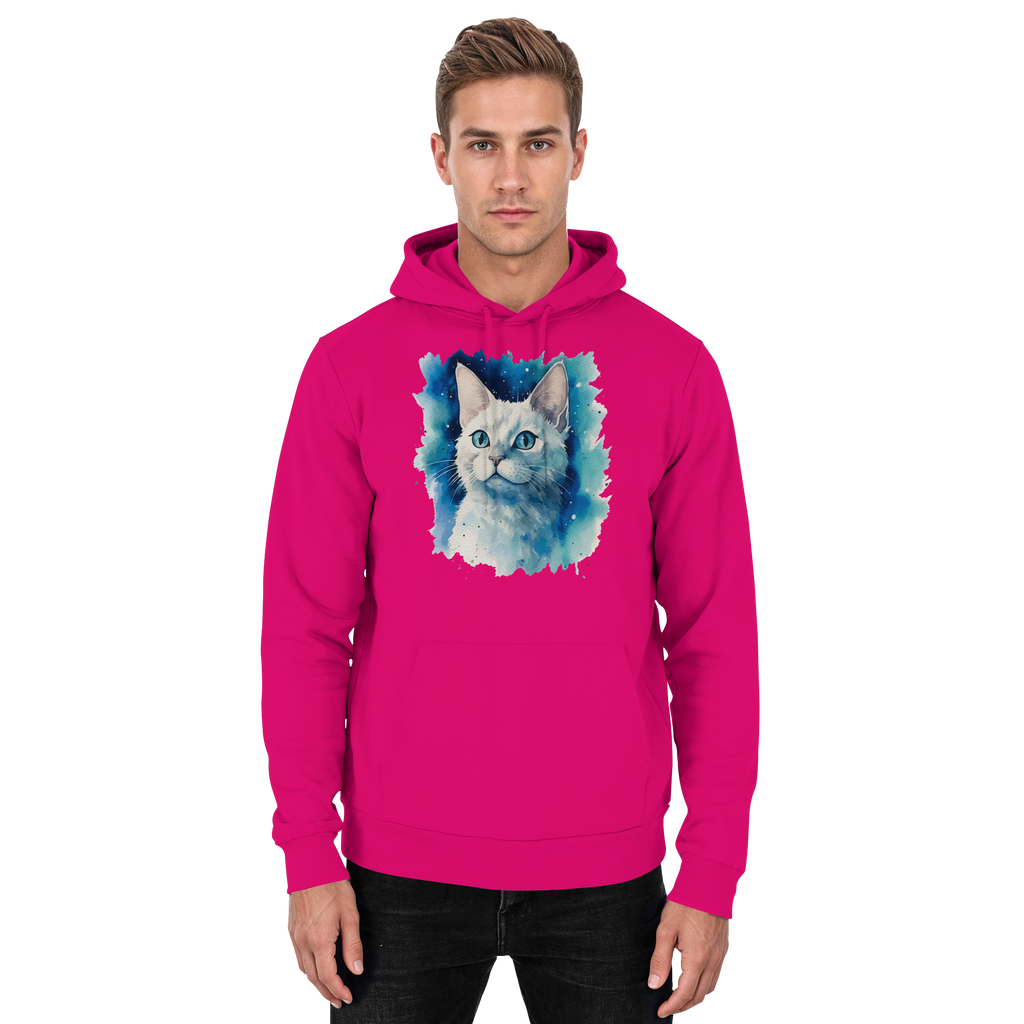 Weiße Katze im Aquarellstil - Basic Unisex Hoodie