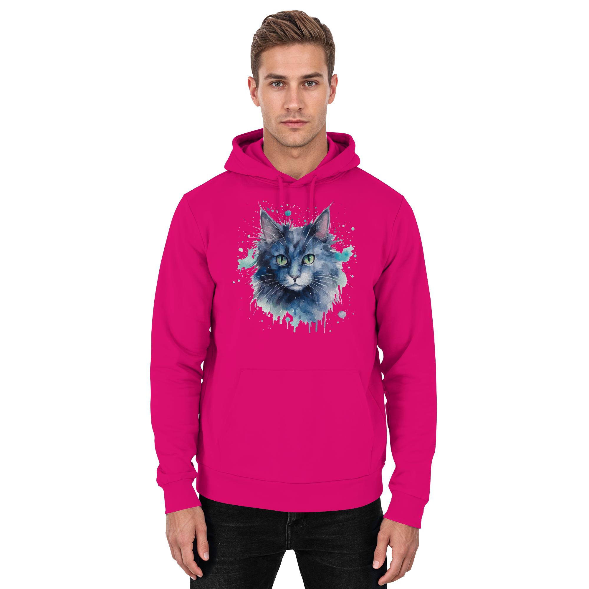 Graue Katze im Aquarellstil - Basic Unisex Hoodie