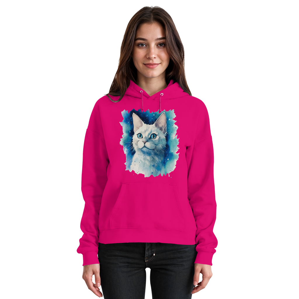 Weiße Katze im Aquarellstil - Basic Unisex Hoodie