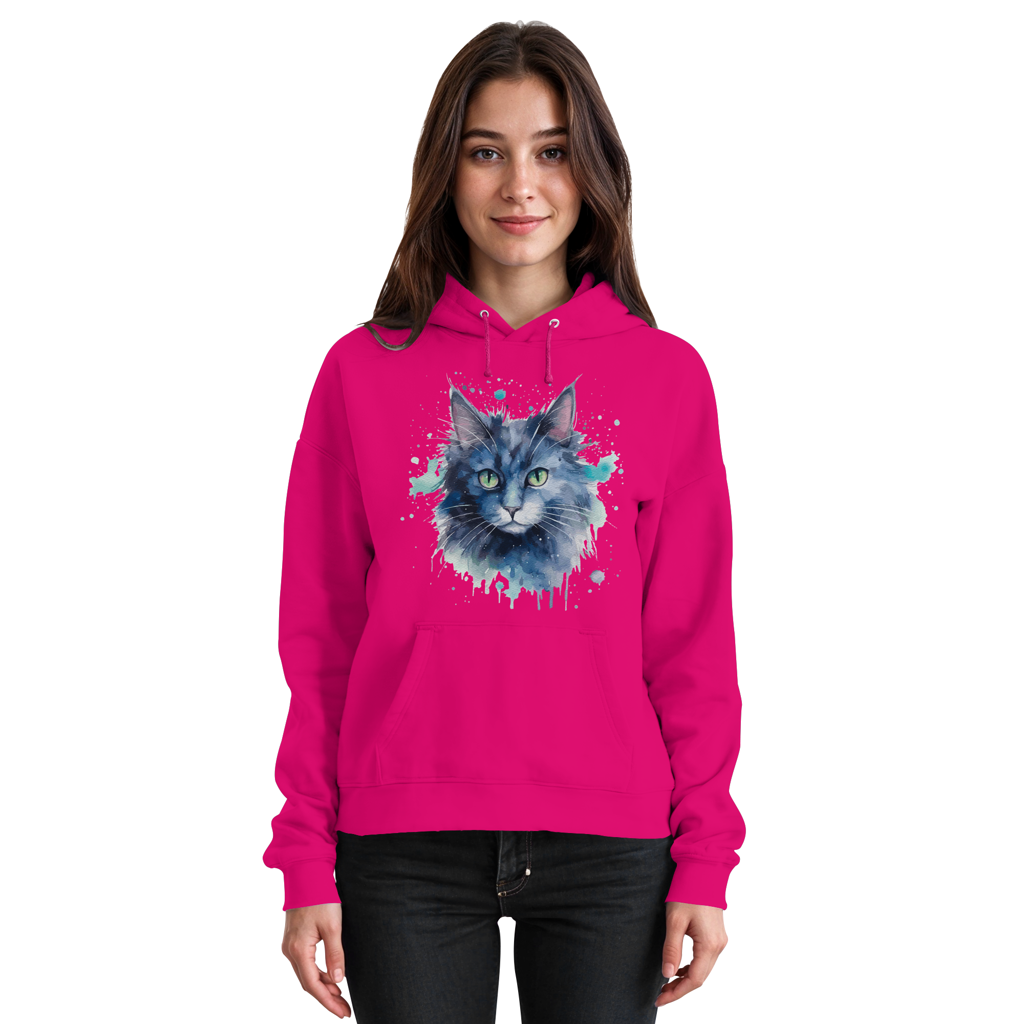 Graue Katze im Aquarellstil - Basic Unisex Hoodie
