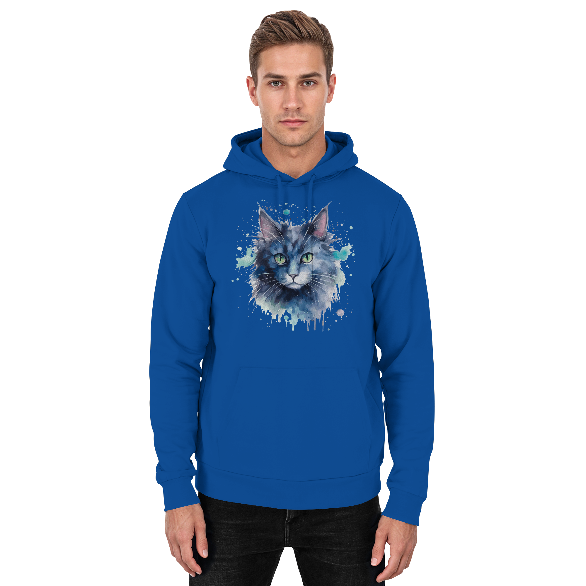 Graue Katze im Aquarellstil - Basic Unisex Hoodie