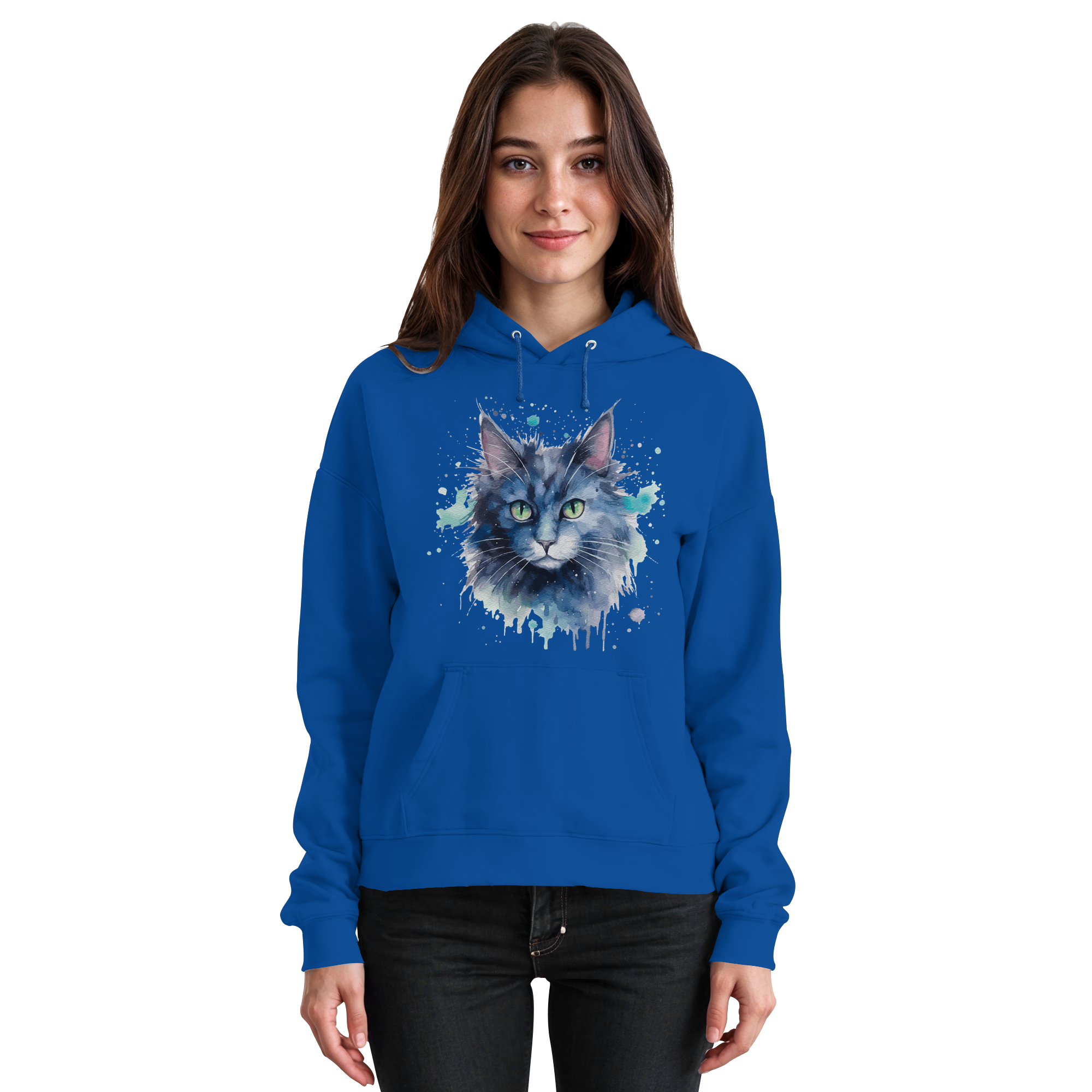 Graue Katze im Aquarellstil - Basic Unisex Hoodie
