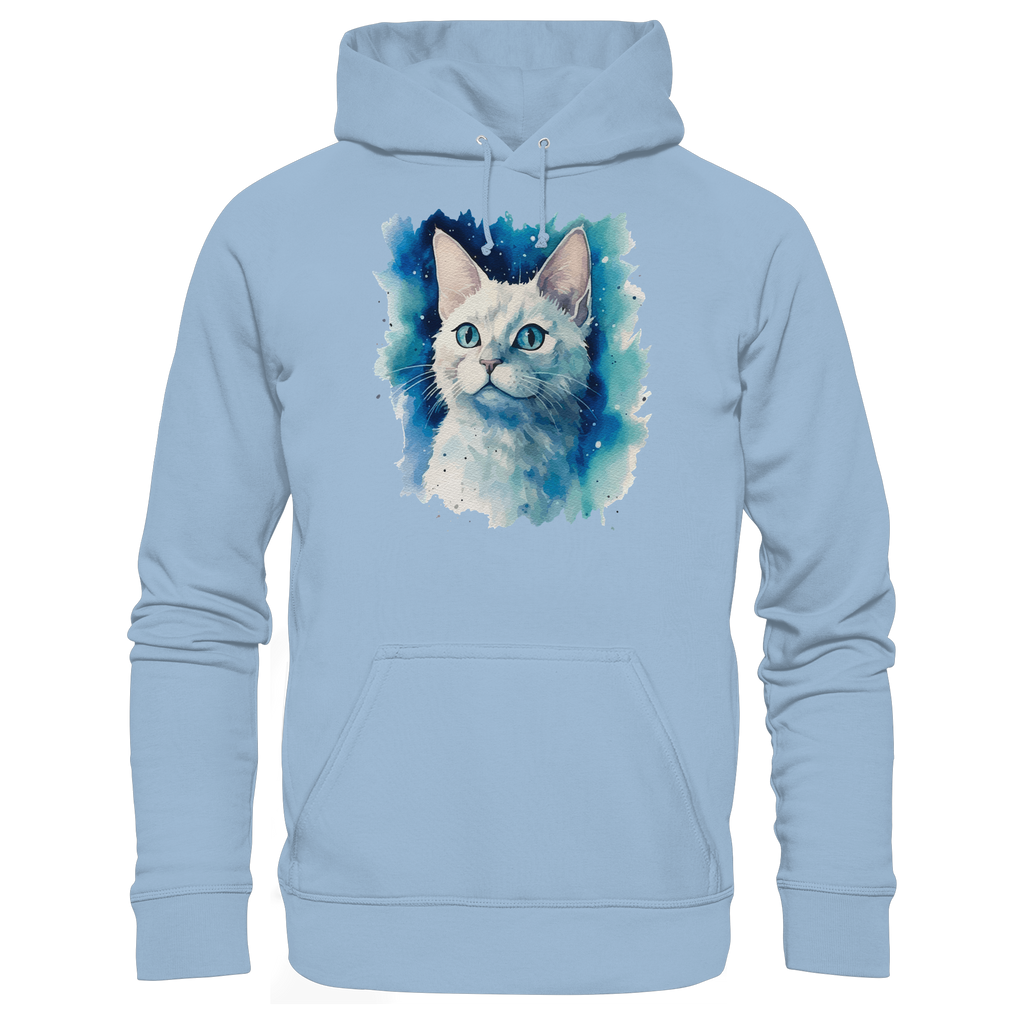 Weiße Katze im Aquarellstil - Basic Unisex Hoodie