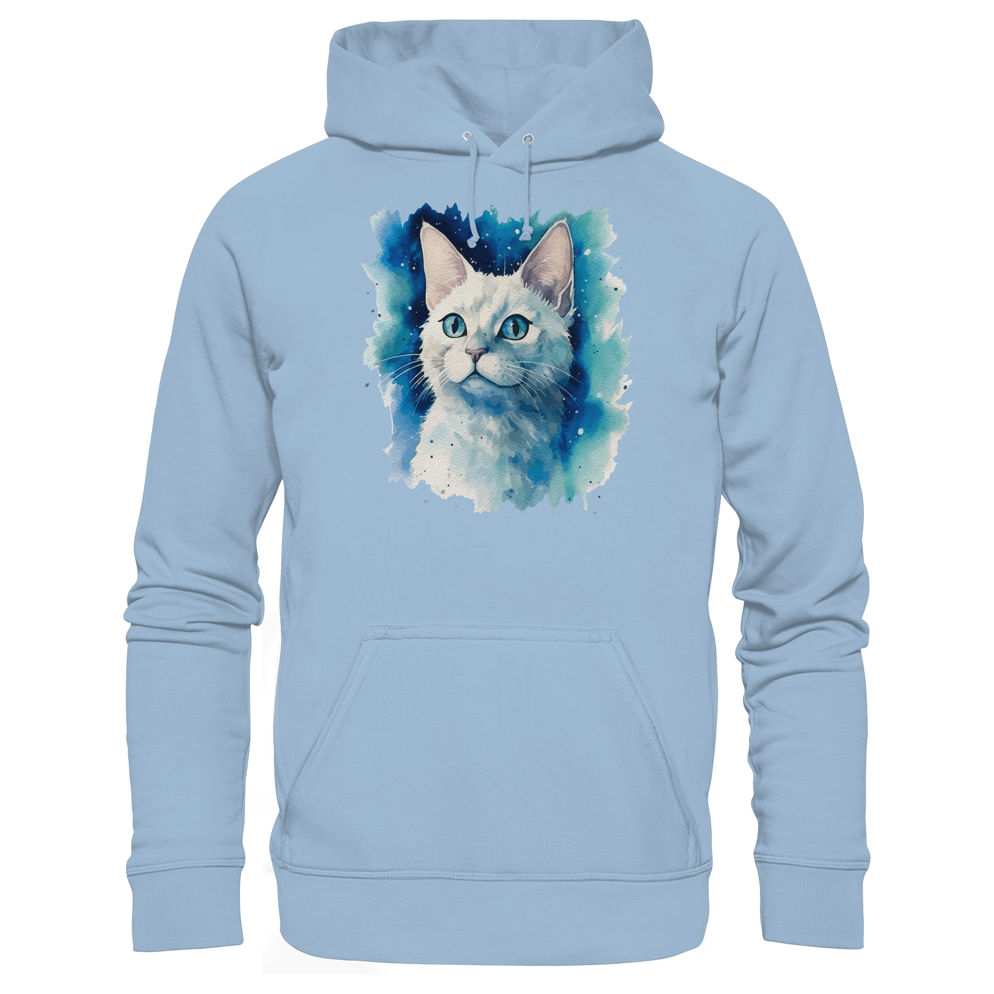 Weiße Katze im Aquarellstil - Basic Unisex Hoodie
