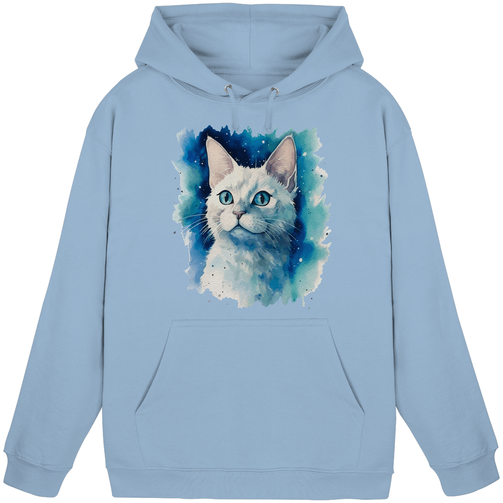 Weiße Katze im Aquarellstil - Basic Unisex Hoodie