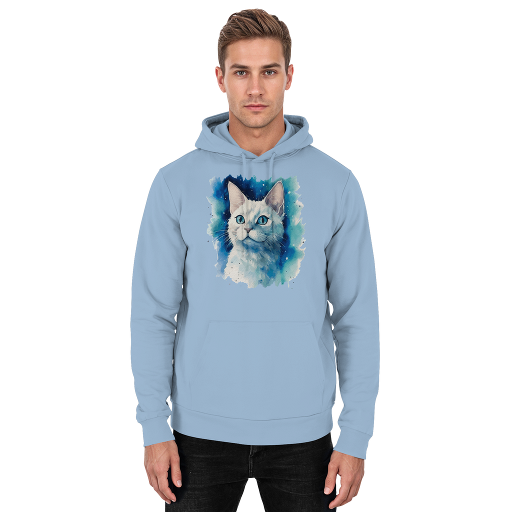 Weiße Katze im Aquarellstil - Basic Unisex Hoodie