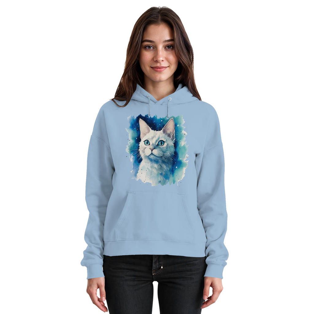 Weiße Katze im Aquarellstil - Basic Unisex Hoodie