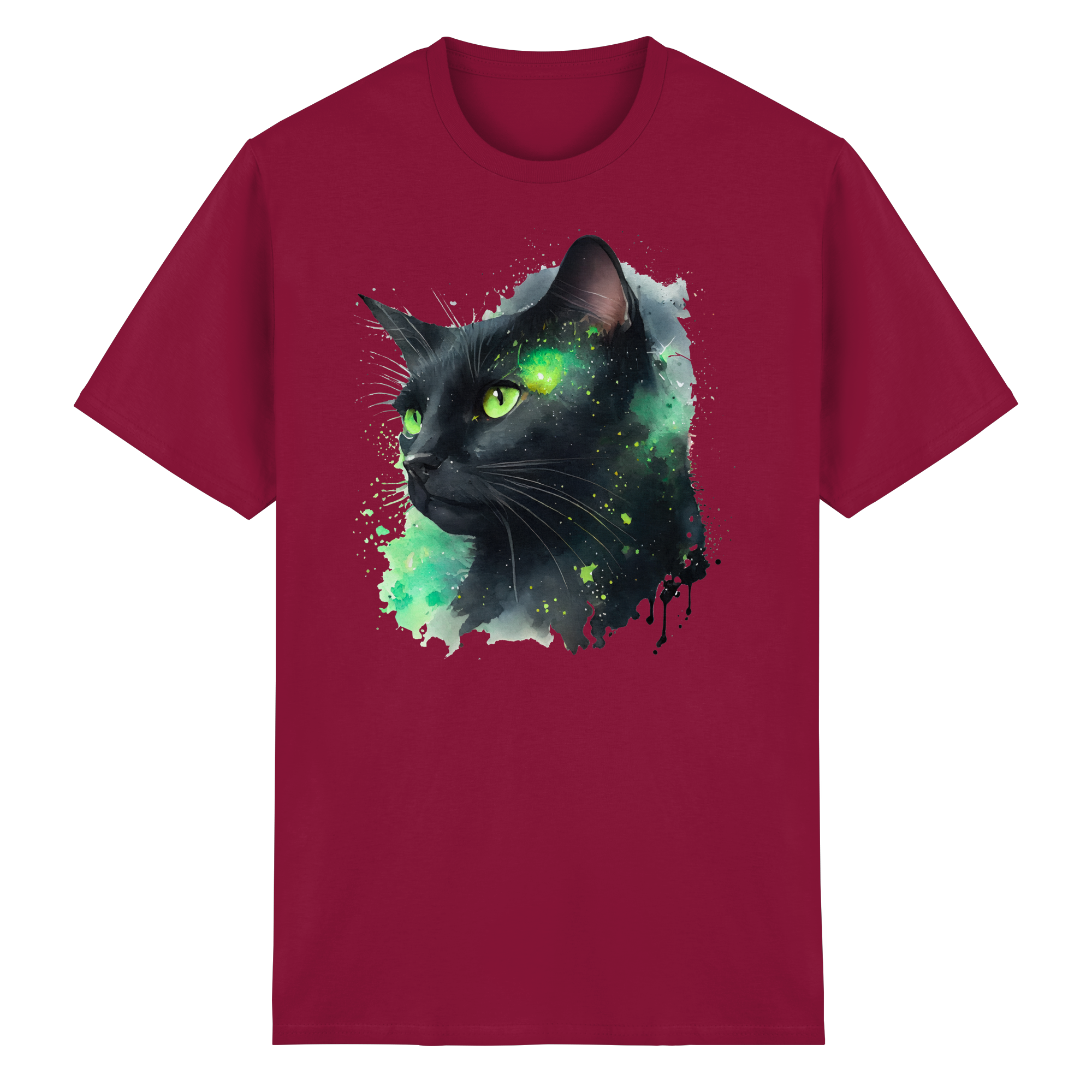 Schwarze Katze im Aquarellstil - Heavy Cotton T-Shirt