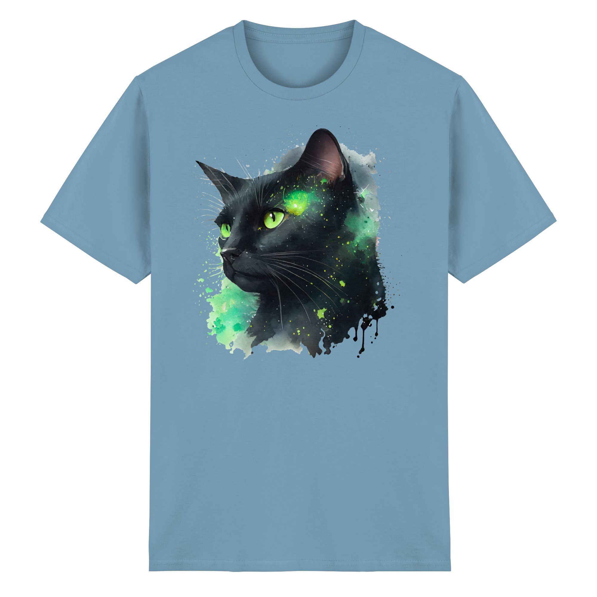 Schwarze Katze im Aquarellstil - Heavy Cotton T-Shirt