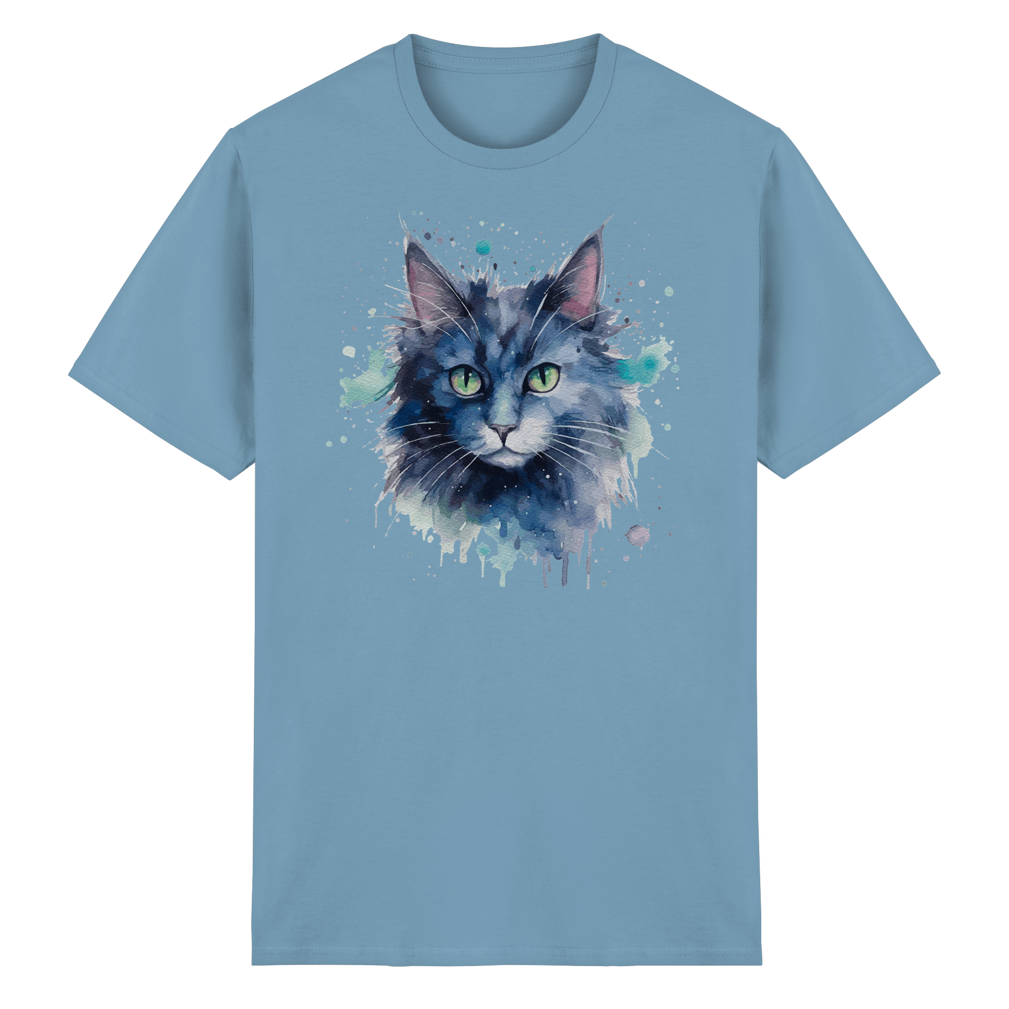 Graue Katze im Aquarellstil - Heavy Cotton T-Shirt