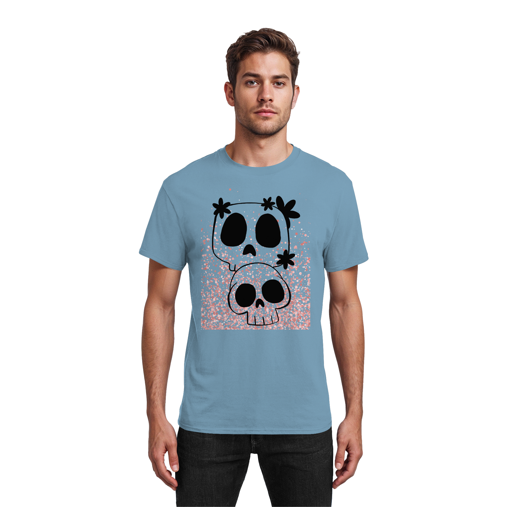 Flower Skull - Heavy Cotton T-Shirt
