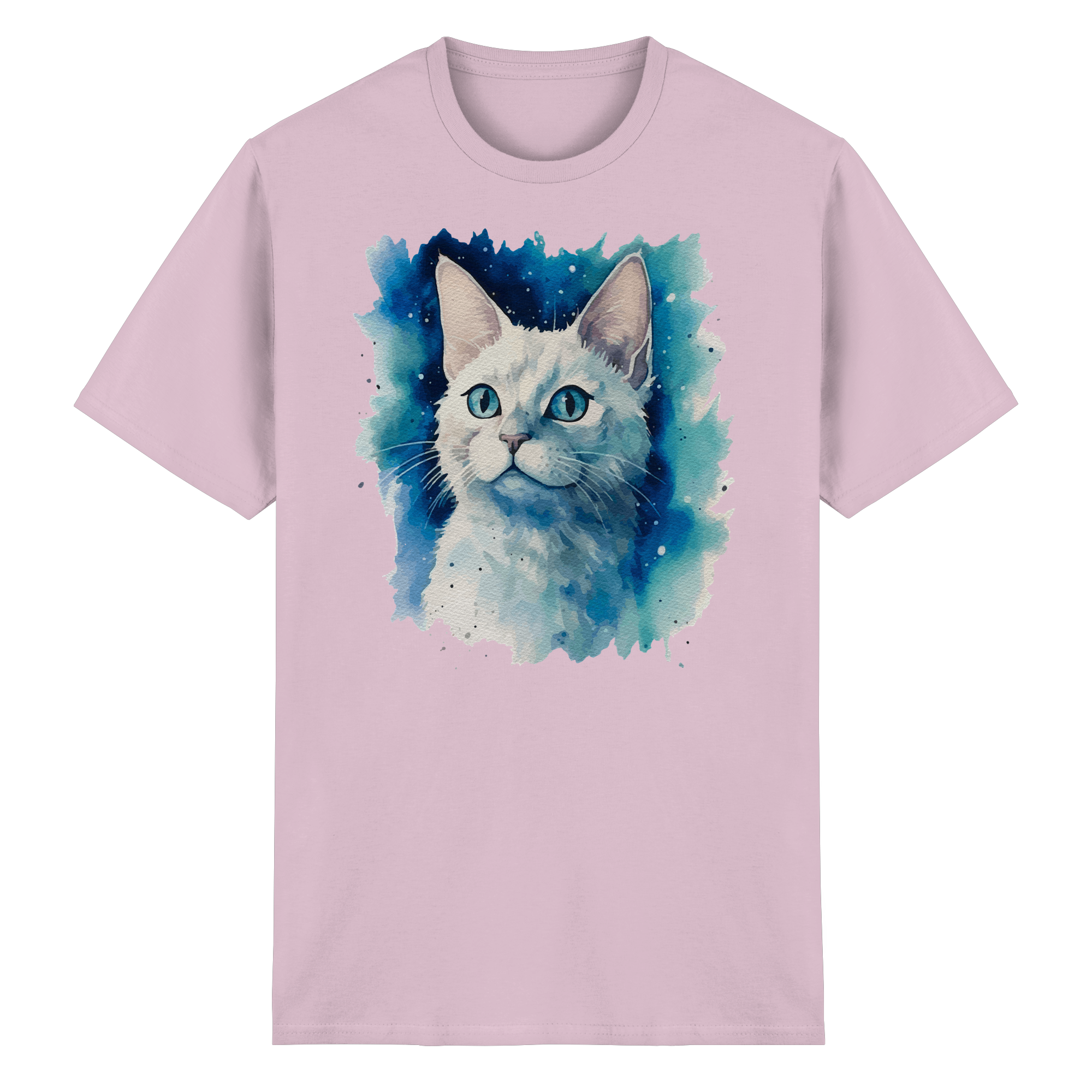 Weiße Katze im Aquarellstil - Heavy Cotton T-Shirt