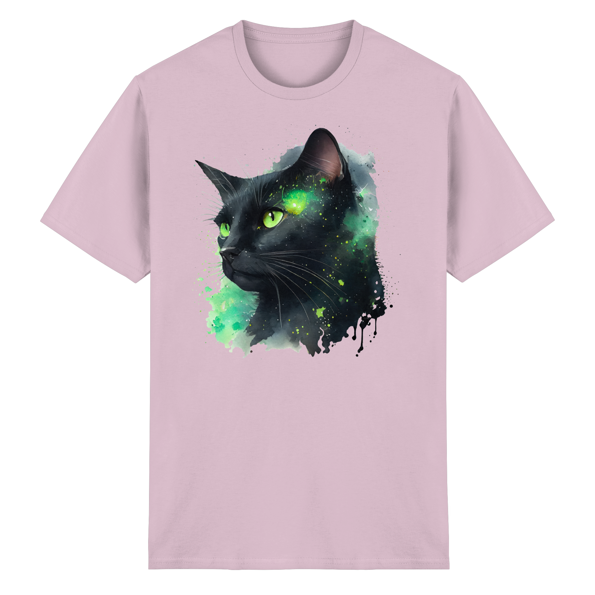 Schwarze Katze im Aquarellstil - Heavy Cotton T-Shirt