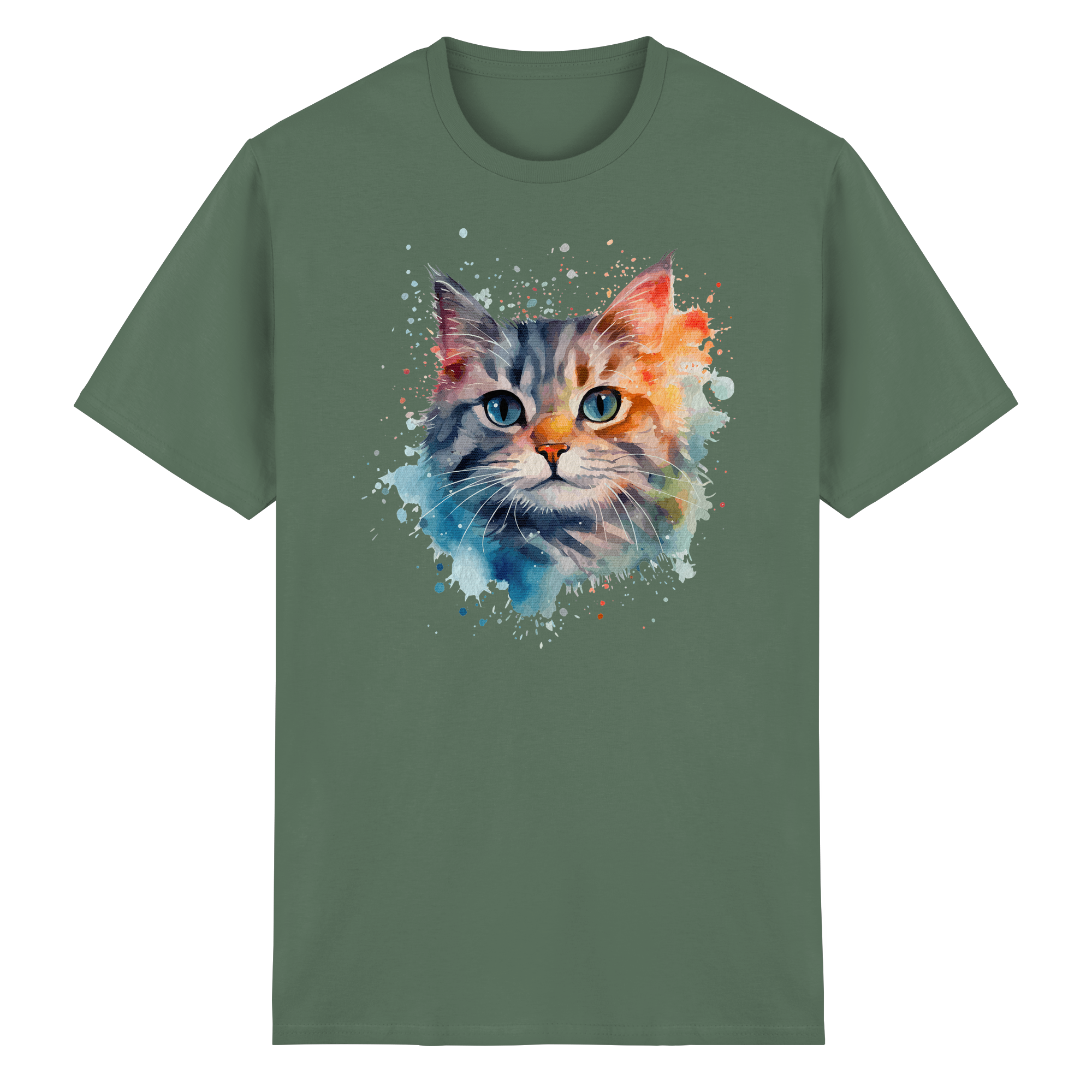 Getigerte Katze im Aquarellstil - Heavy Cotton T-Shirt