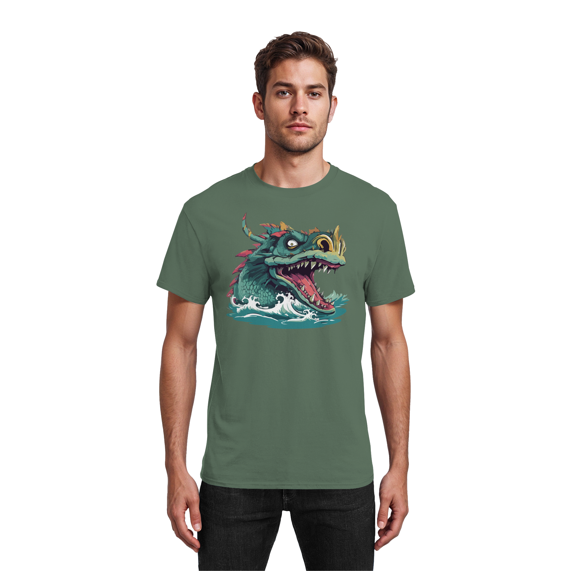 Beware of the Lake Monster - Heavy Cotton T-Shirt