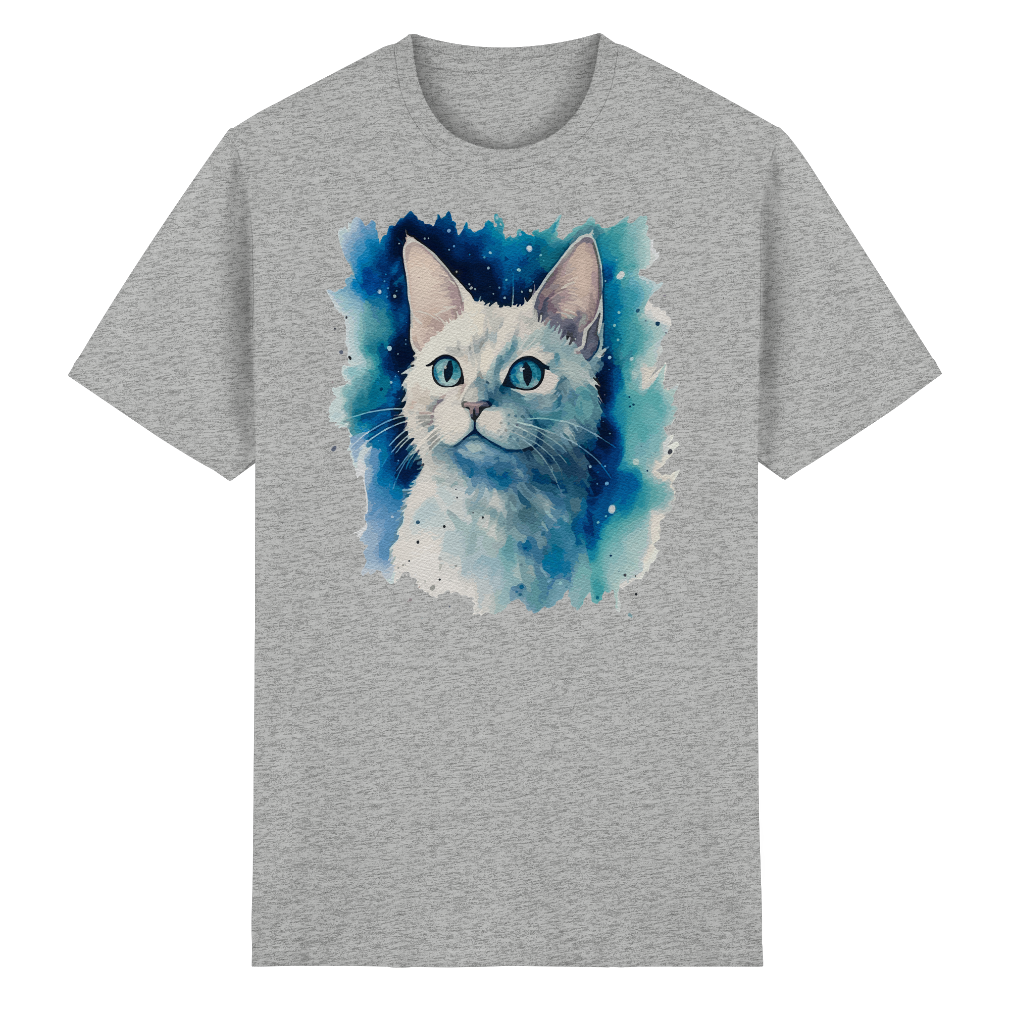 Weiße Katze im Aquarellstil - Heavy Cotton T-Shirt