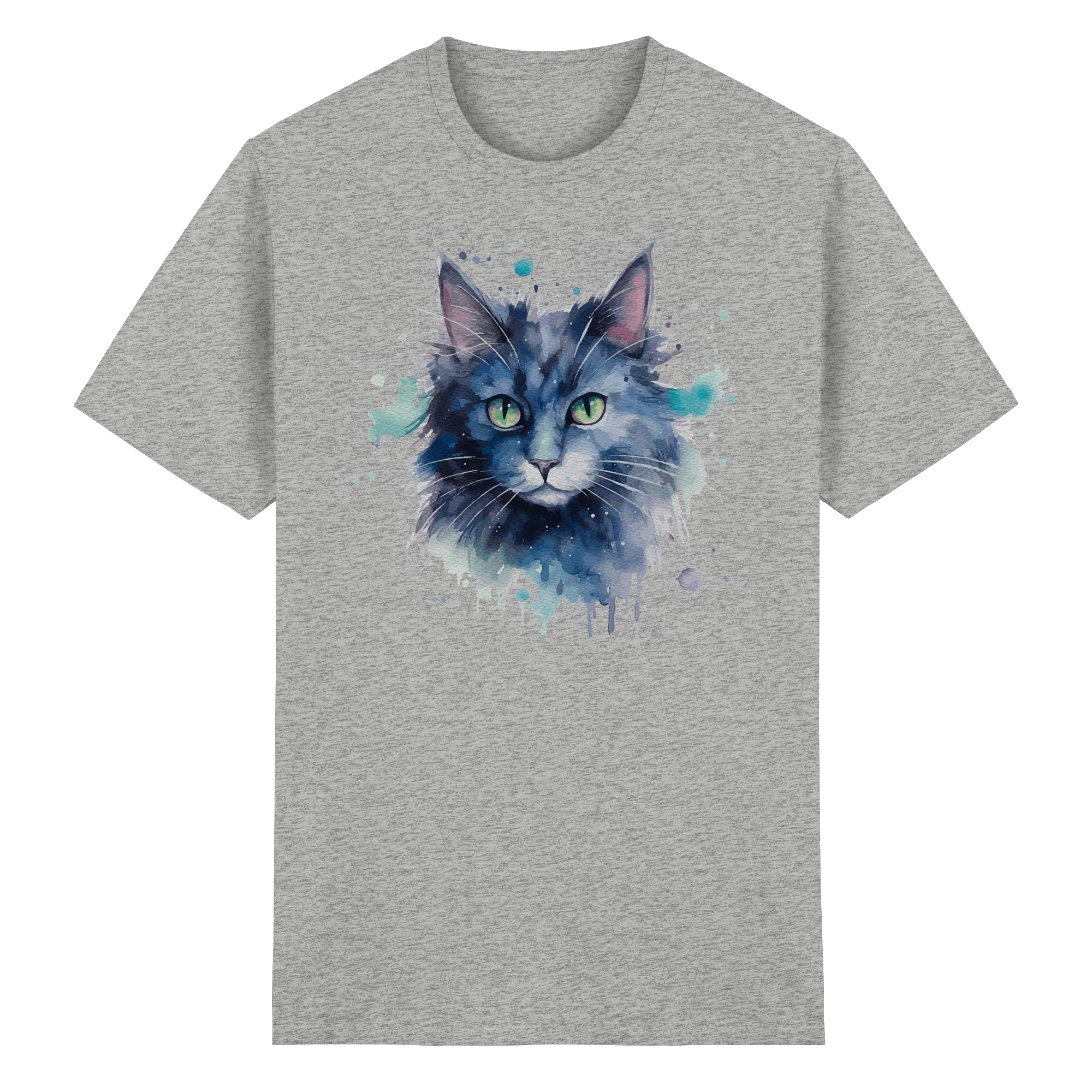 Graue Katze im Aquarellstil - Heavy Cotton T-Shirt